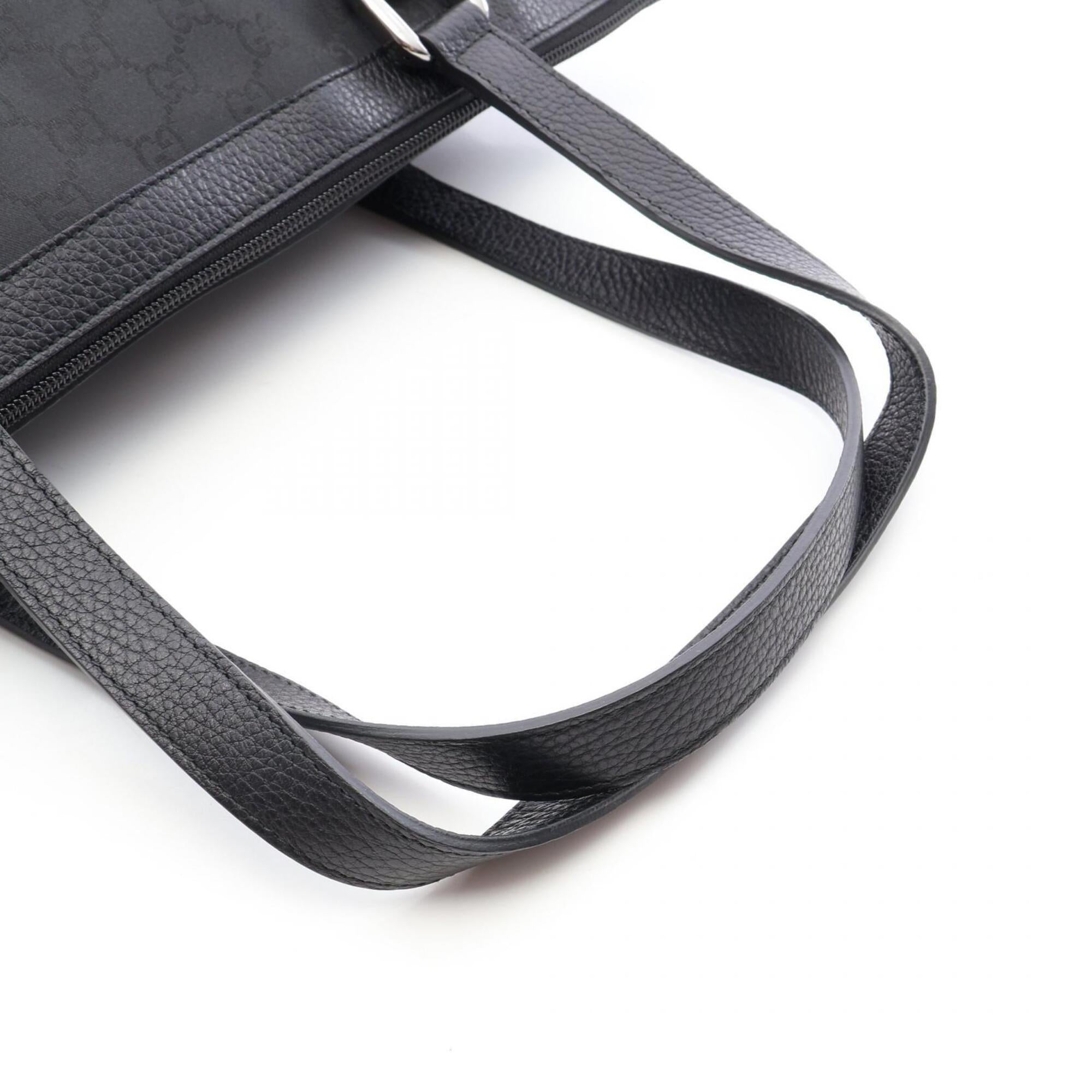 Gucci Black Nylon Leather Handbag Tote Bag (Pre-Owned)