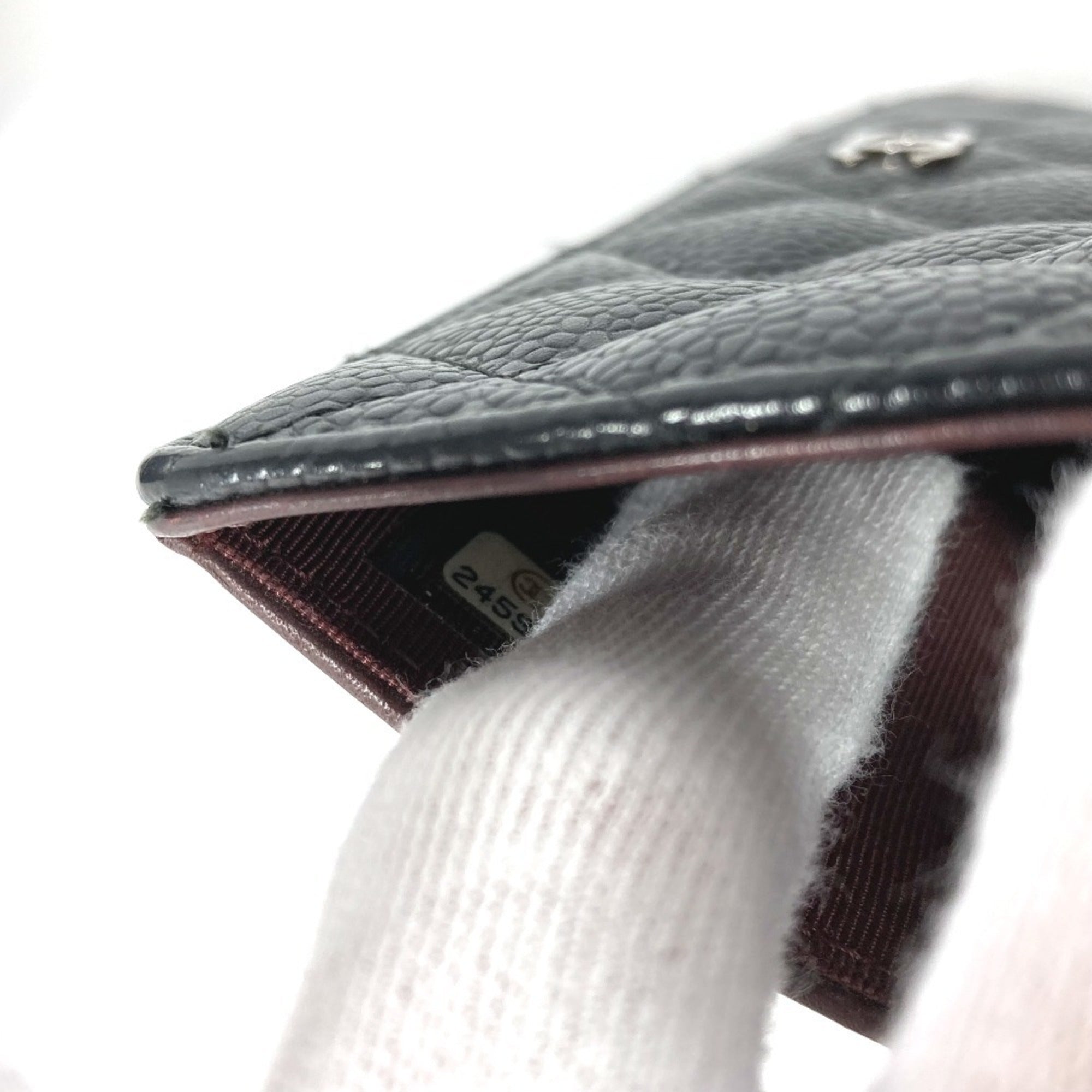 Chanel Black Grained Calfskin Long Wallet (Bi-Fold) (Pre-Owned)