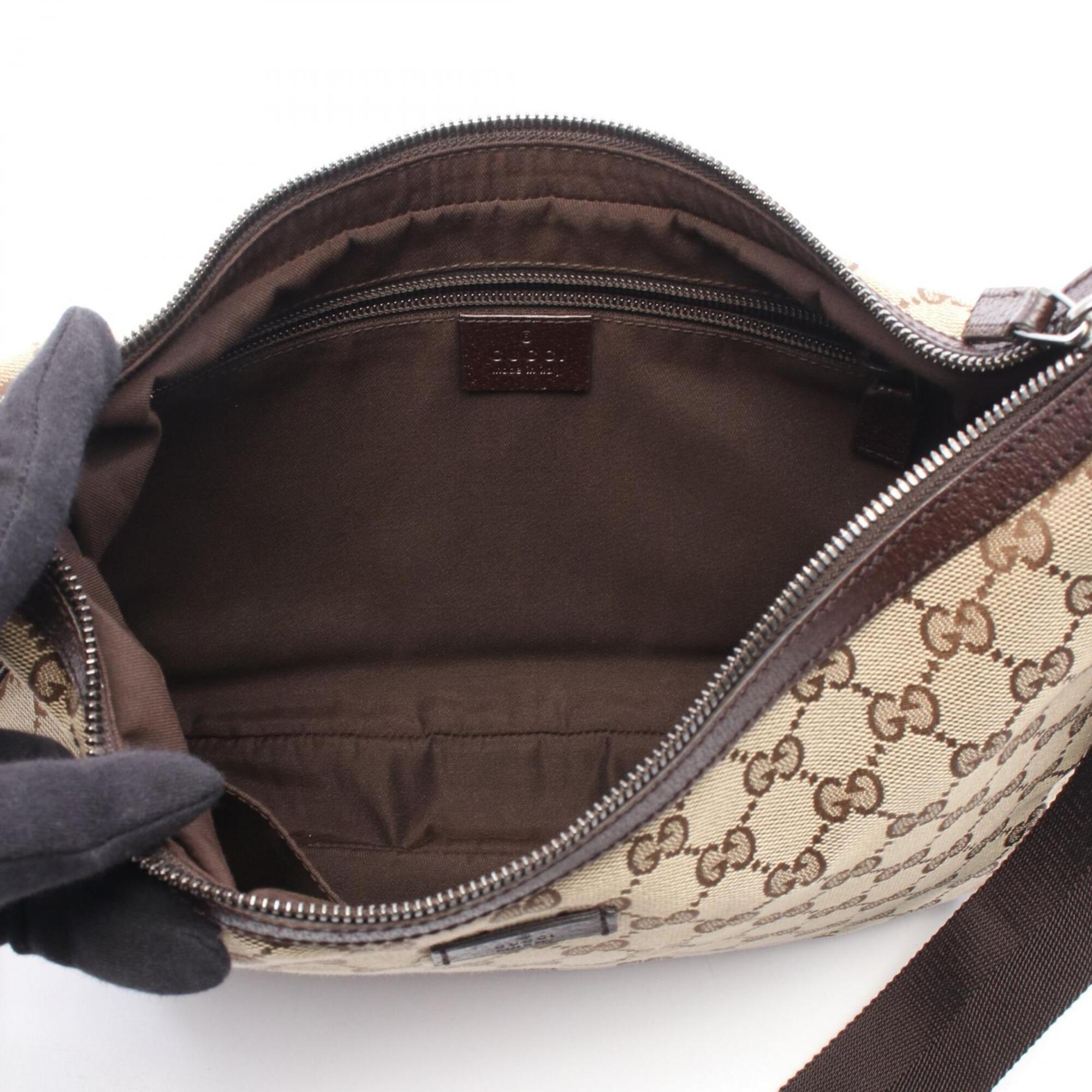 Gucci Beige Brown Canvas Leather Handbag Shoulder Bag (Pre-Owned)