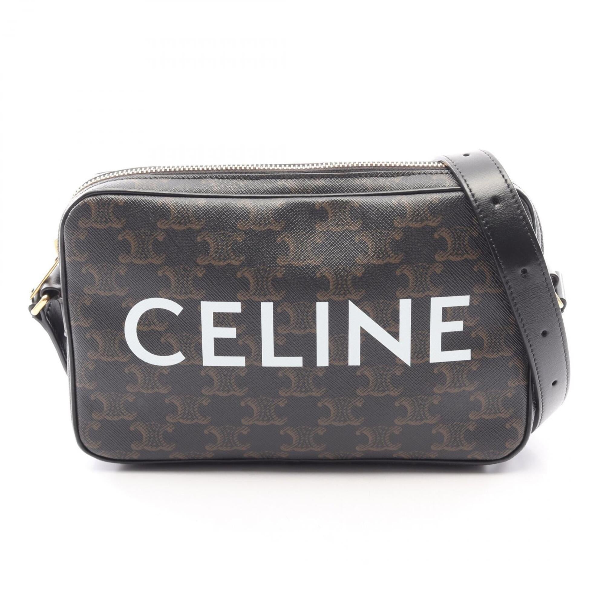 Celine Black Coated Canvas Pvc Leather Handbag Messenger Bag Shoulder Bag (Pre-Owned)
