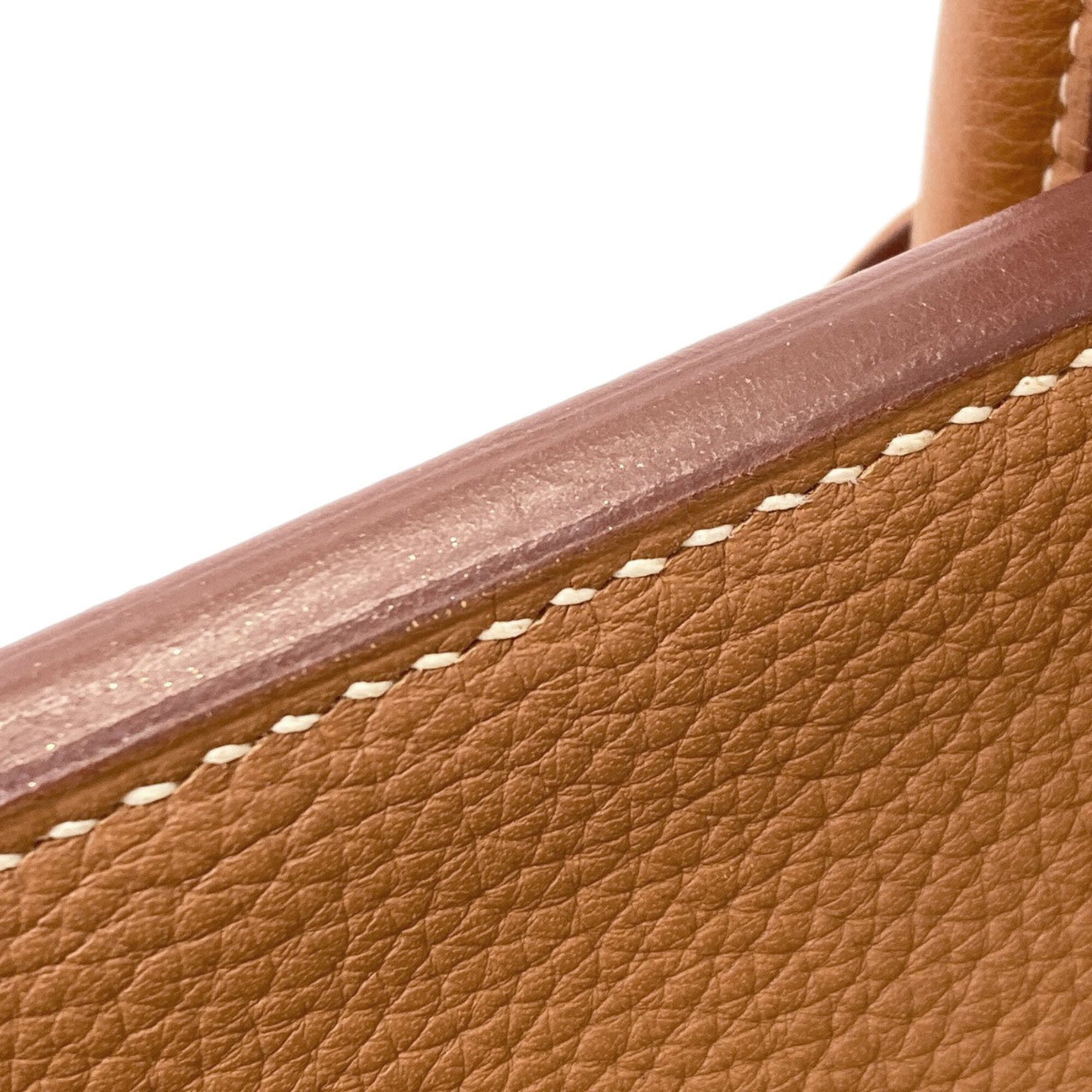 Hermes Gold Brown Taurillon Clemence Leather Handbag (Pre-Owned)