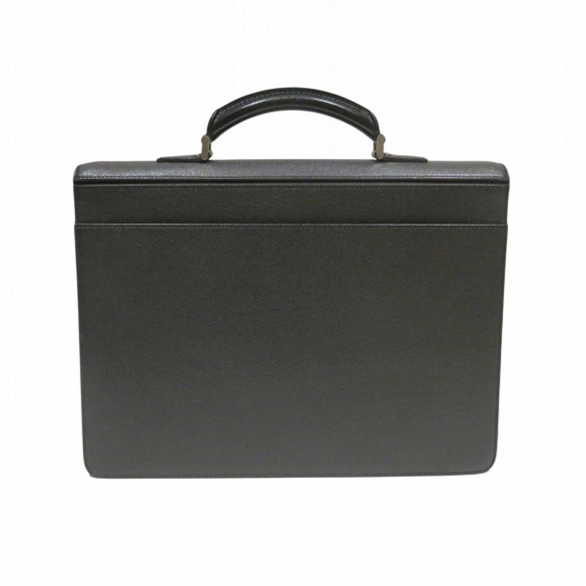 Louis Vuitton Ardoise Black Leather Briefcase Handbag (Pre-Owned)