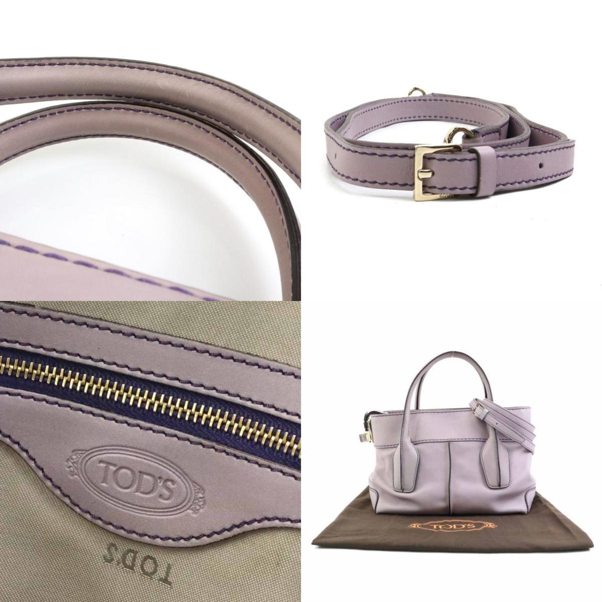 Tod's Purple Leather Handbag Shoulder Bag (Pre-Owned)