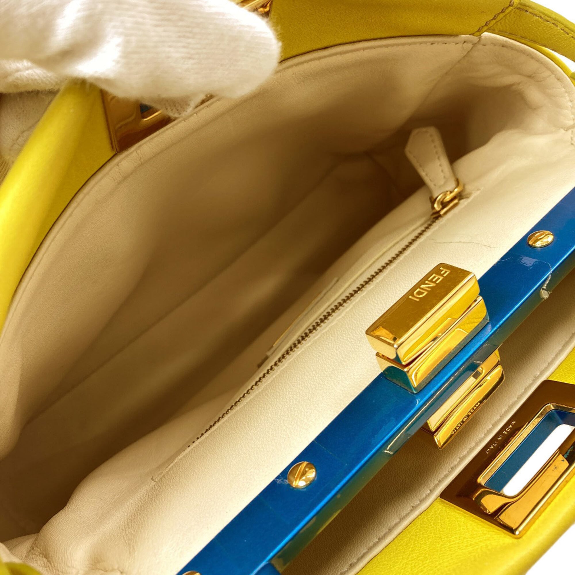 Fendi Blue Yellow Leather Handbag (Pre-Owned)