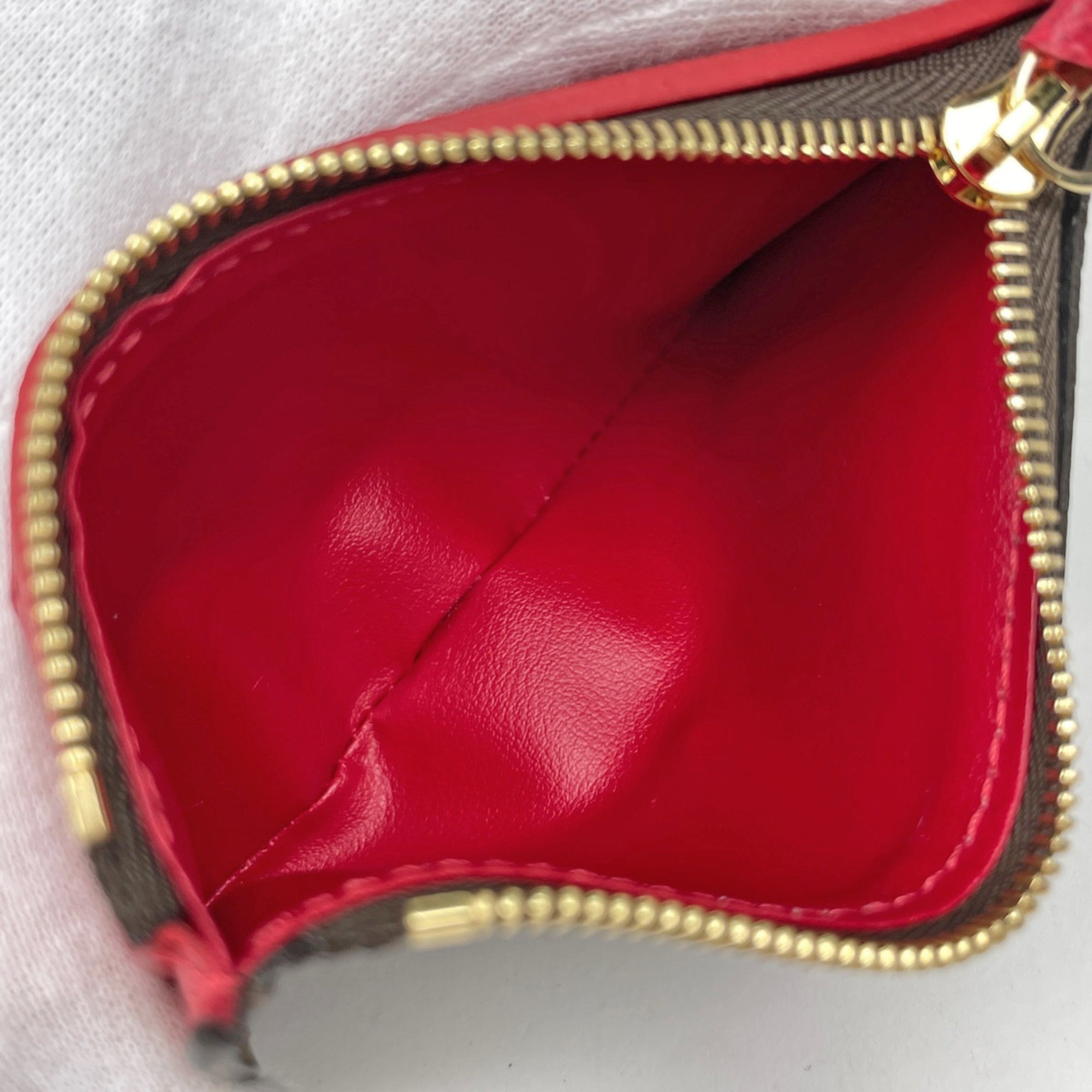 Louis Vuitton Brown Monogram Red Color Monogram Wallet (Tri-Fold) (Pre-Owned)