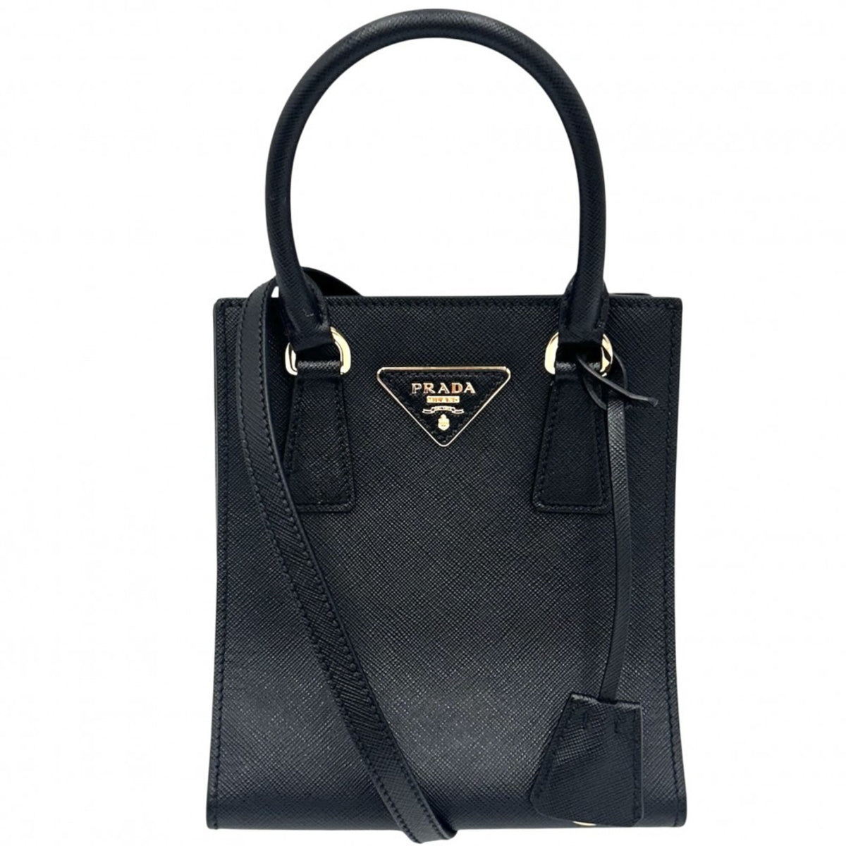 Prada Black Leather Handbag Shoulder Bag (Pre-Owned)