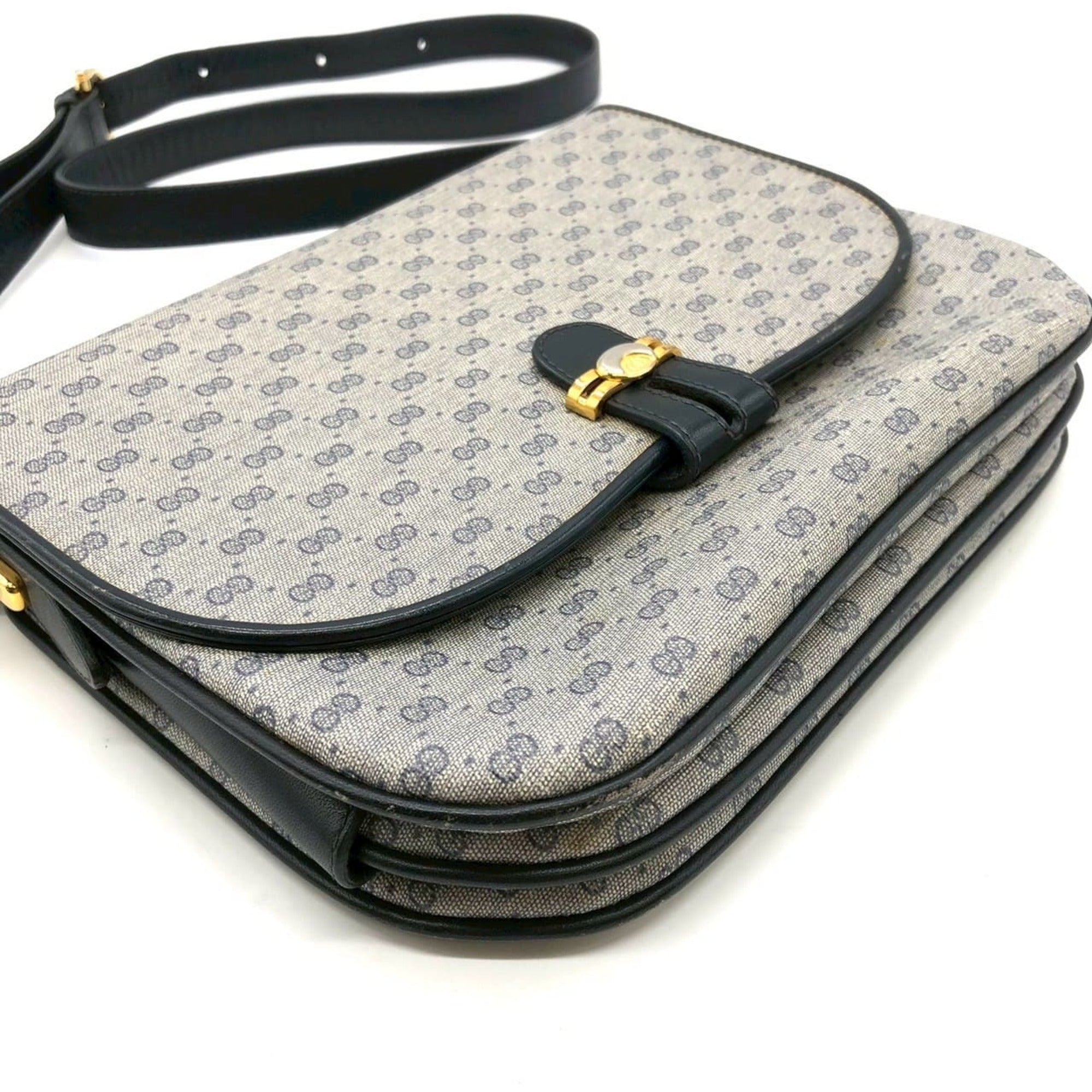 Gucci Navy Micro Gg Leather Leather Shoulder Bag (Pre-Owned)