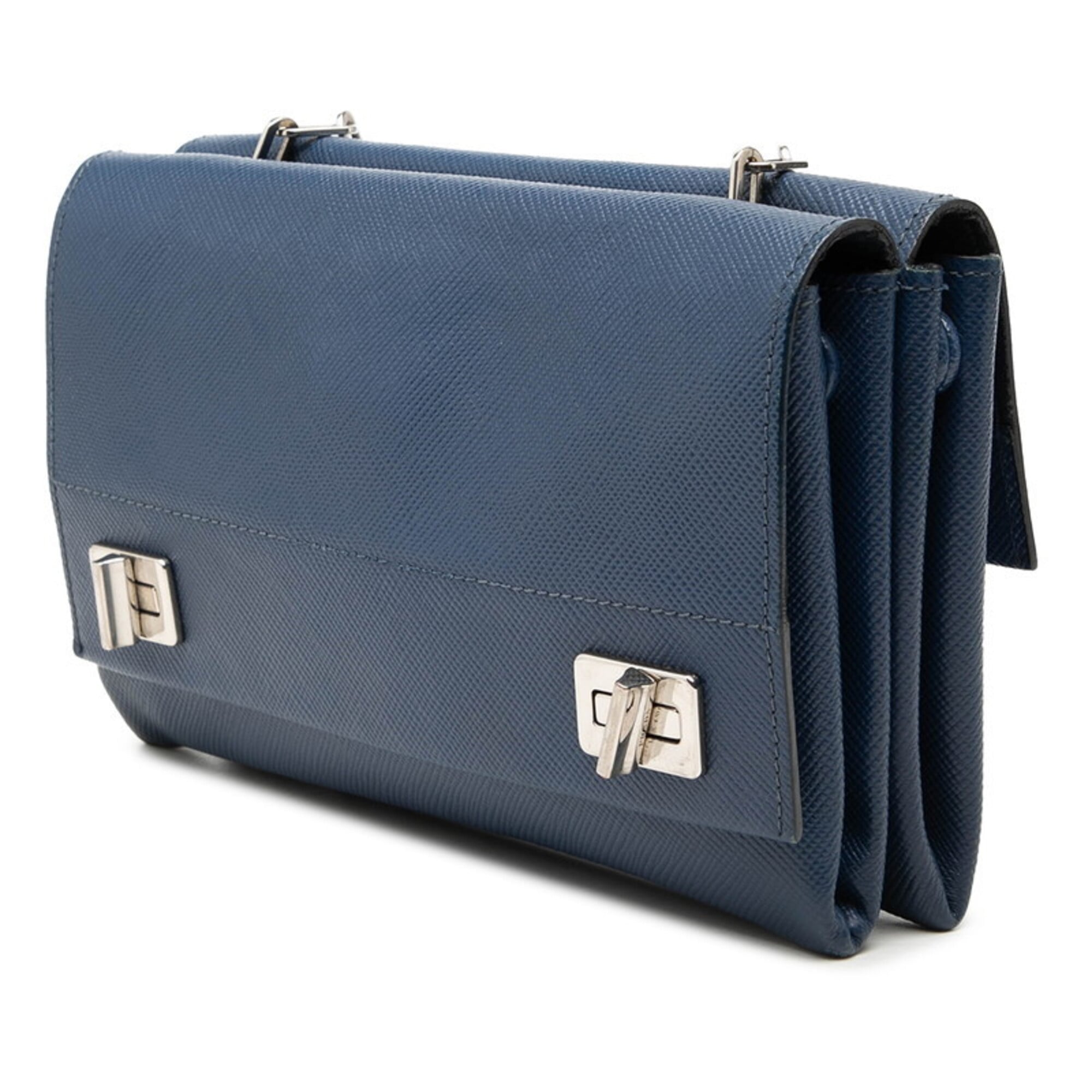 Prada Navy Leather Shoulder Bag (Pre-Owned)