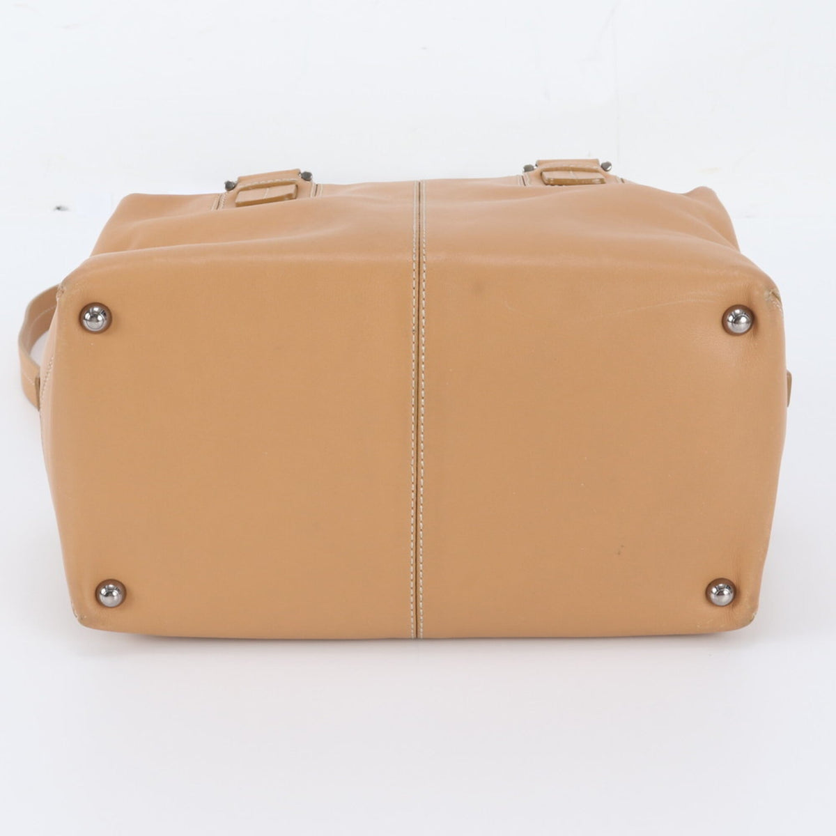 Tod's Beige Leather Boston Bag Crossbody Bag Handbag Shoulder Bag Tote Bag (Pre-Owned)