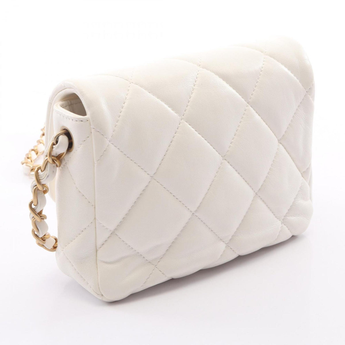 Chanel White Leather Handbag Shoulder Bag (Pre-Owned)