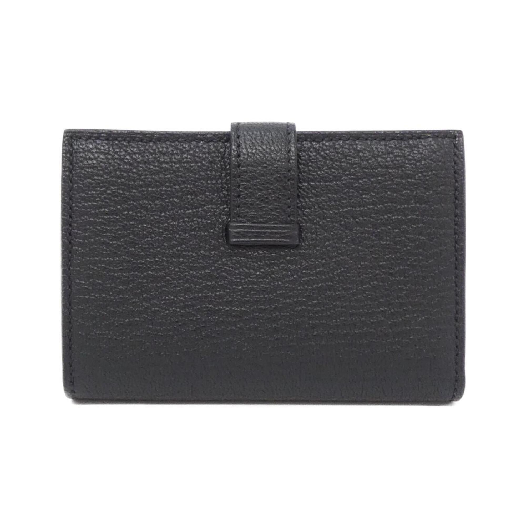 Hermes Bearn Gold Black Chevre Leather Wallet (Bi-Fold) (Pre-Owned)