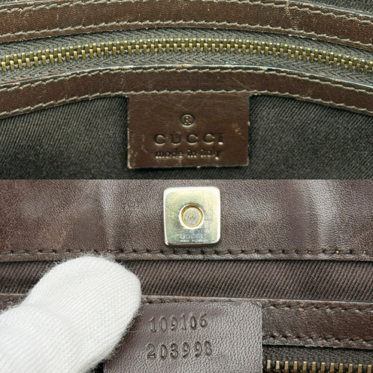 Gucci Gg Canvas Beige Dark Brown Gg Canvas Leather Shoulder Bag (Pre-Owned)