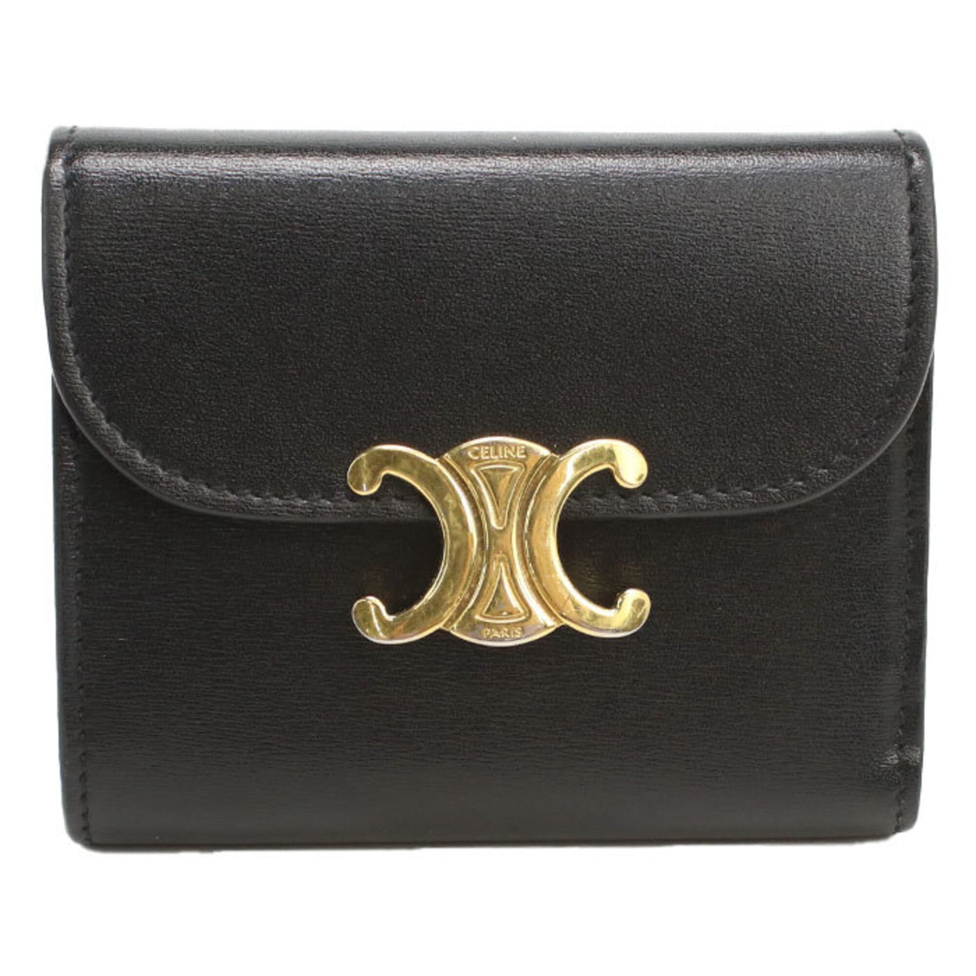 Celine Black Leather Wallet (Tri-Fold) (Pre-Owned)