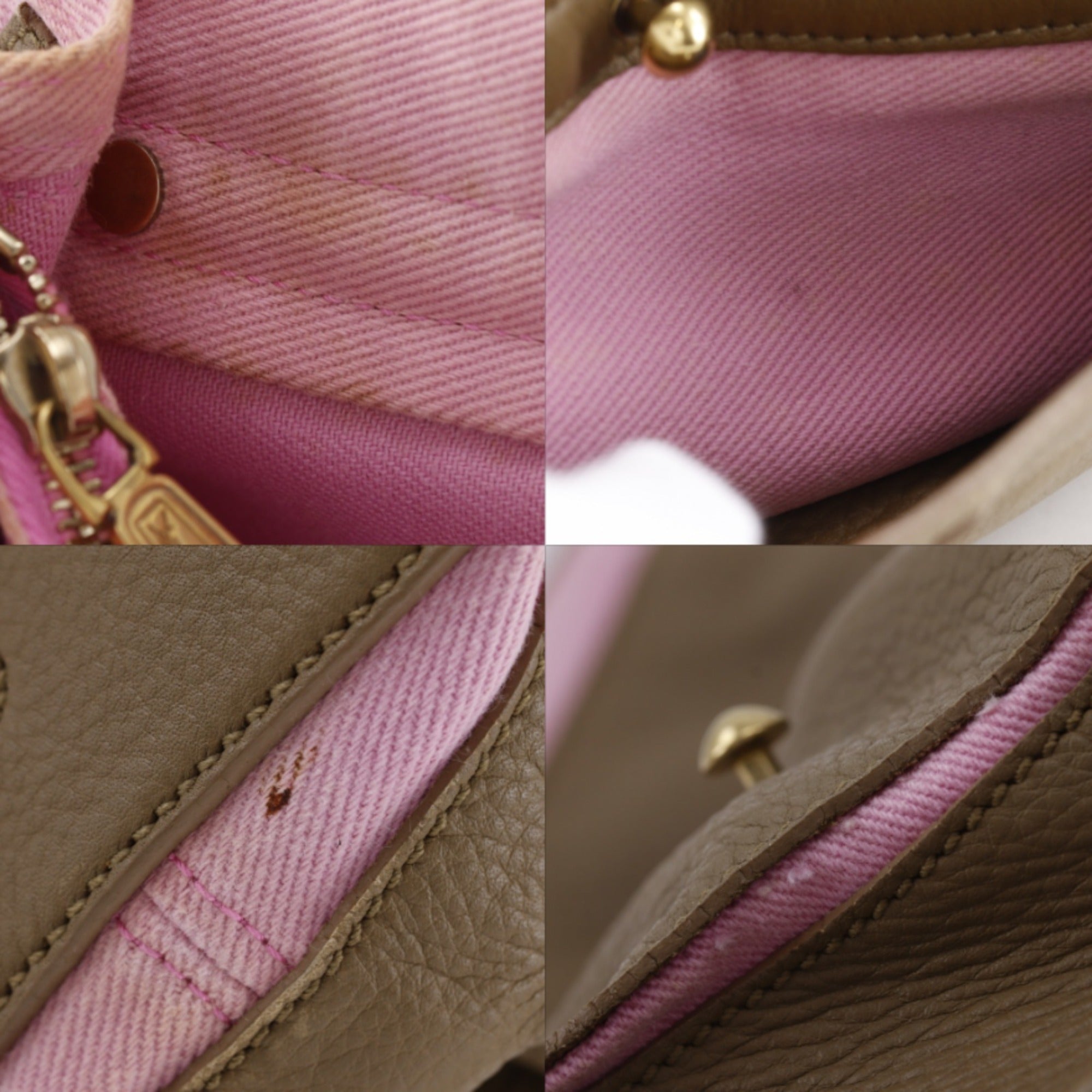 Yves Saint Laurent Brown Pink Leather Canvas Handbag (Pre-Owned)