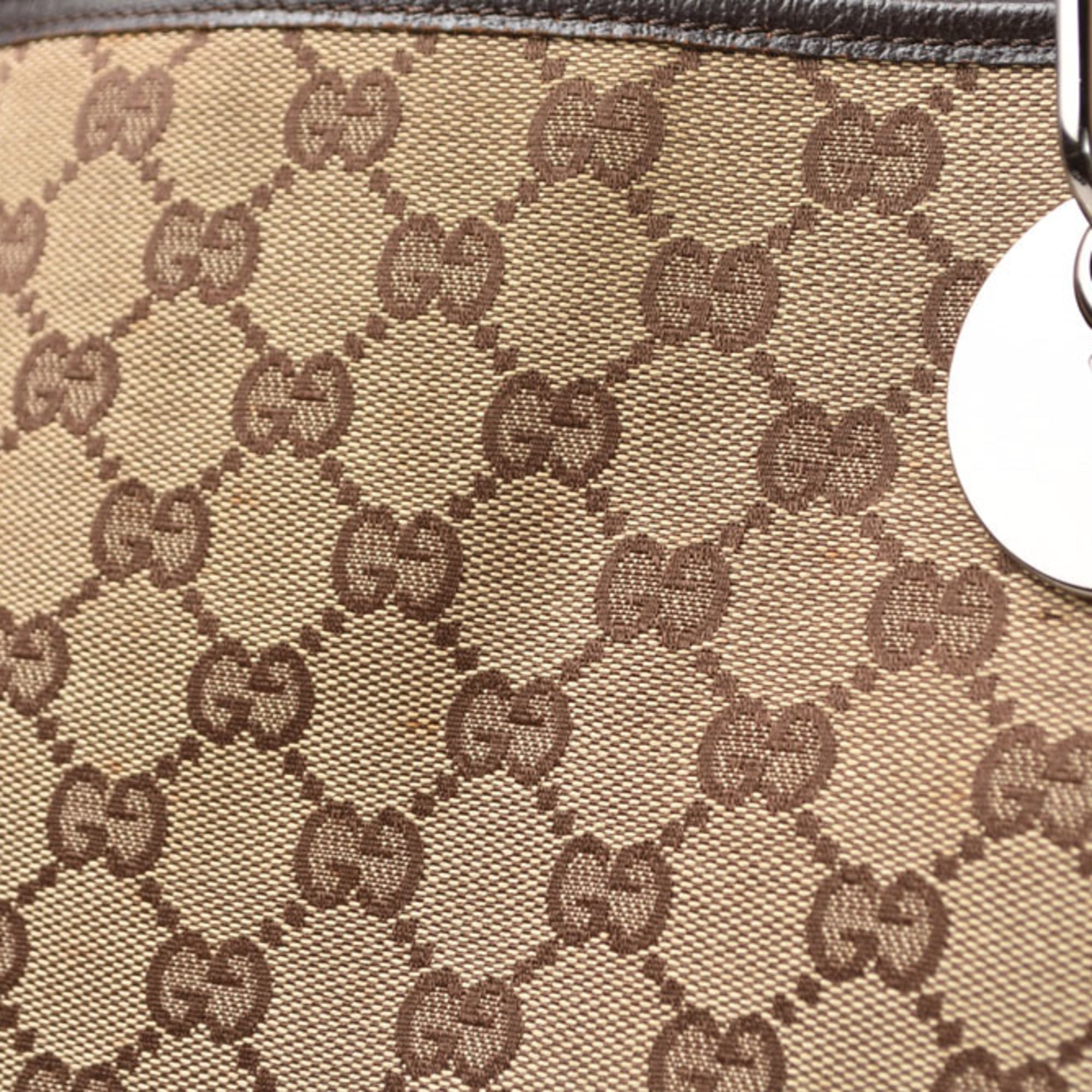 Gucci Beige Beige Brown Brown Gg Canvas Tote Bag (Pre-Owned)