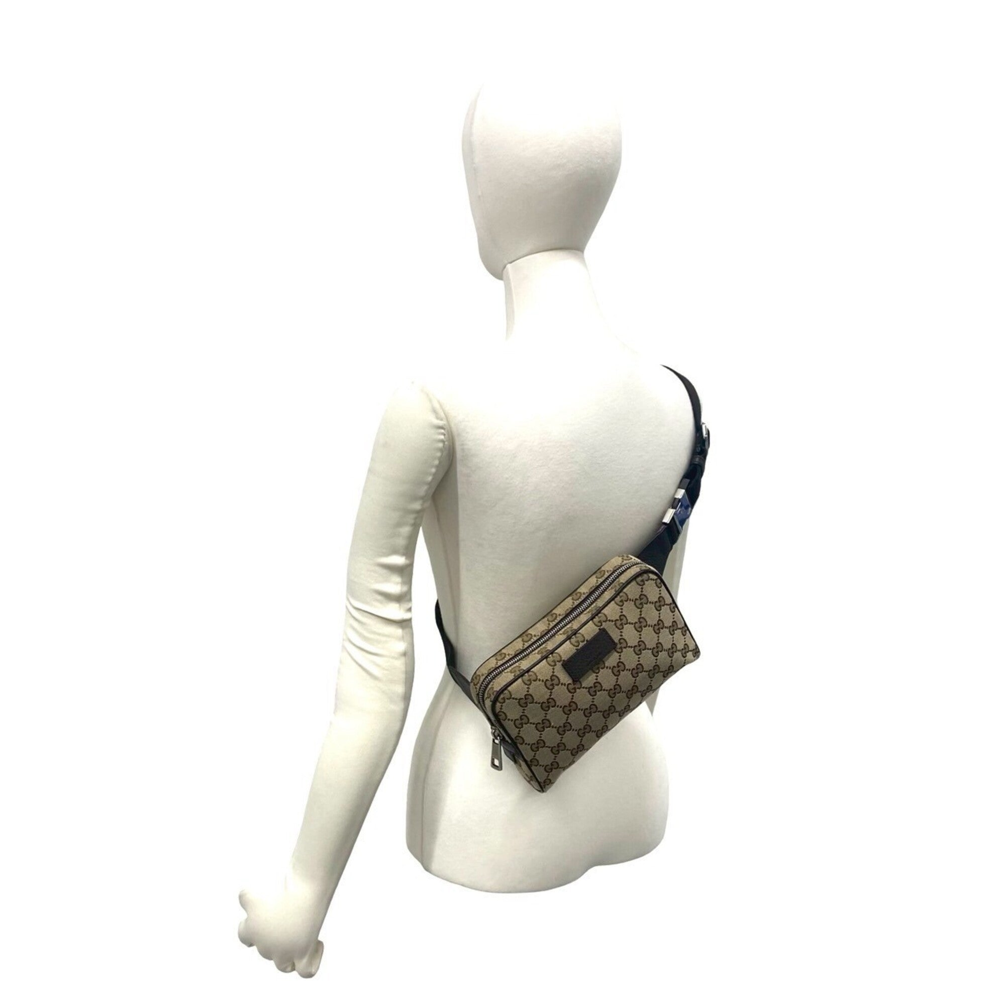Gucci Brown Canvas Leather Pochette Pouch Sling Bag (Pre-Owned)