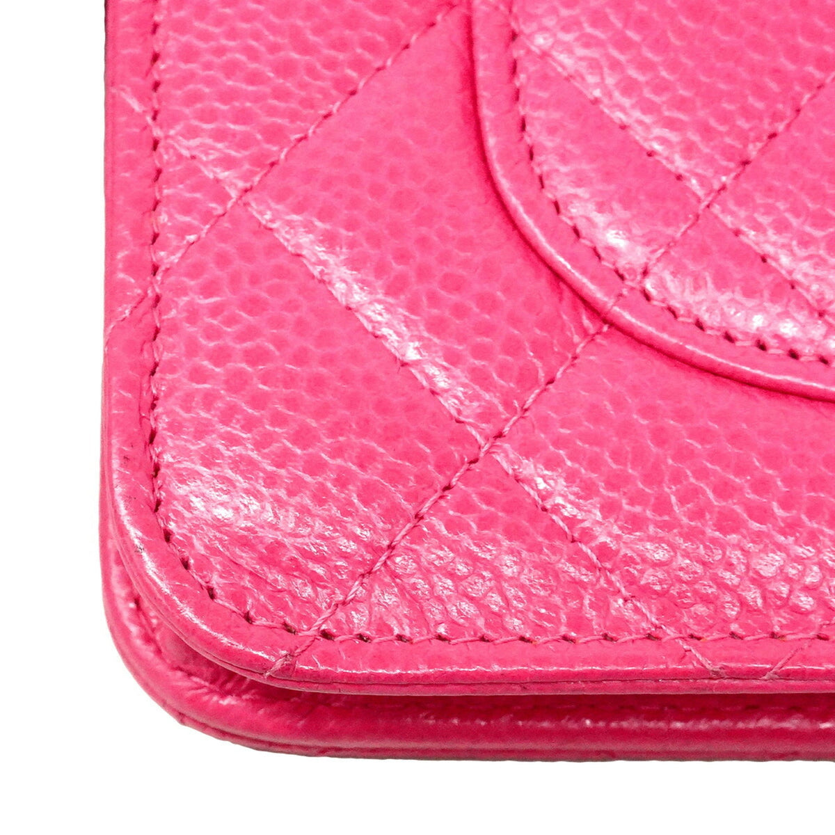 Chanel Pink Grained Calfskin Chain/Shoulder Wallet (Pre-Owned)