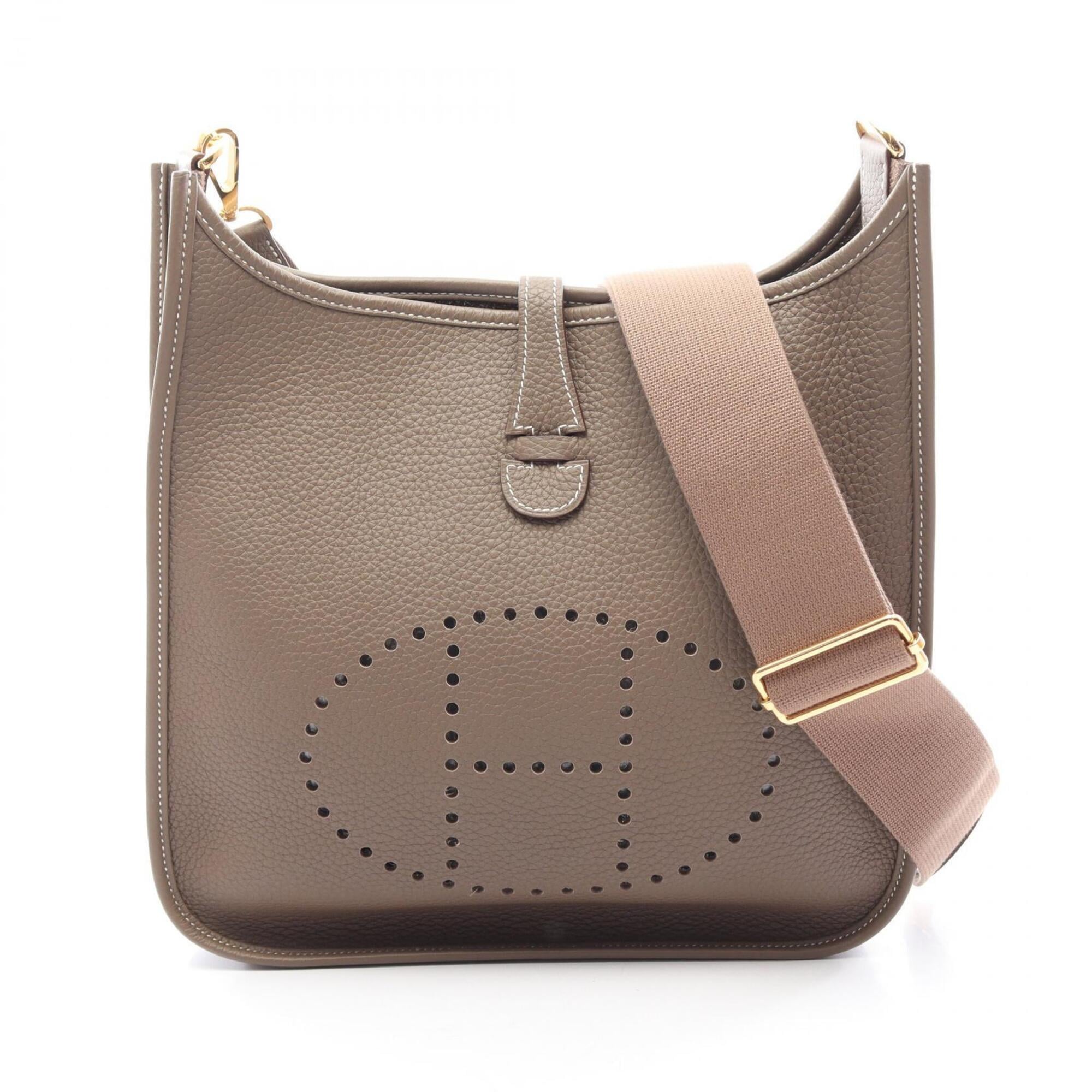 Hermes Evelyne Etoupe Gray Gray Taurillon Clemence Leather Handbag Shoulder Bag (Pre-Owned)