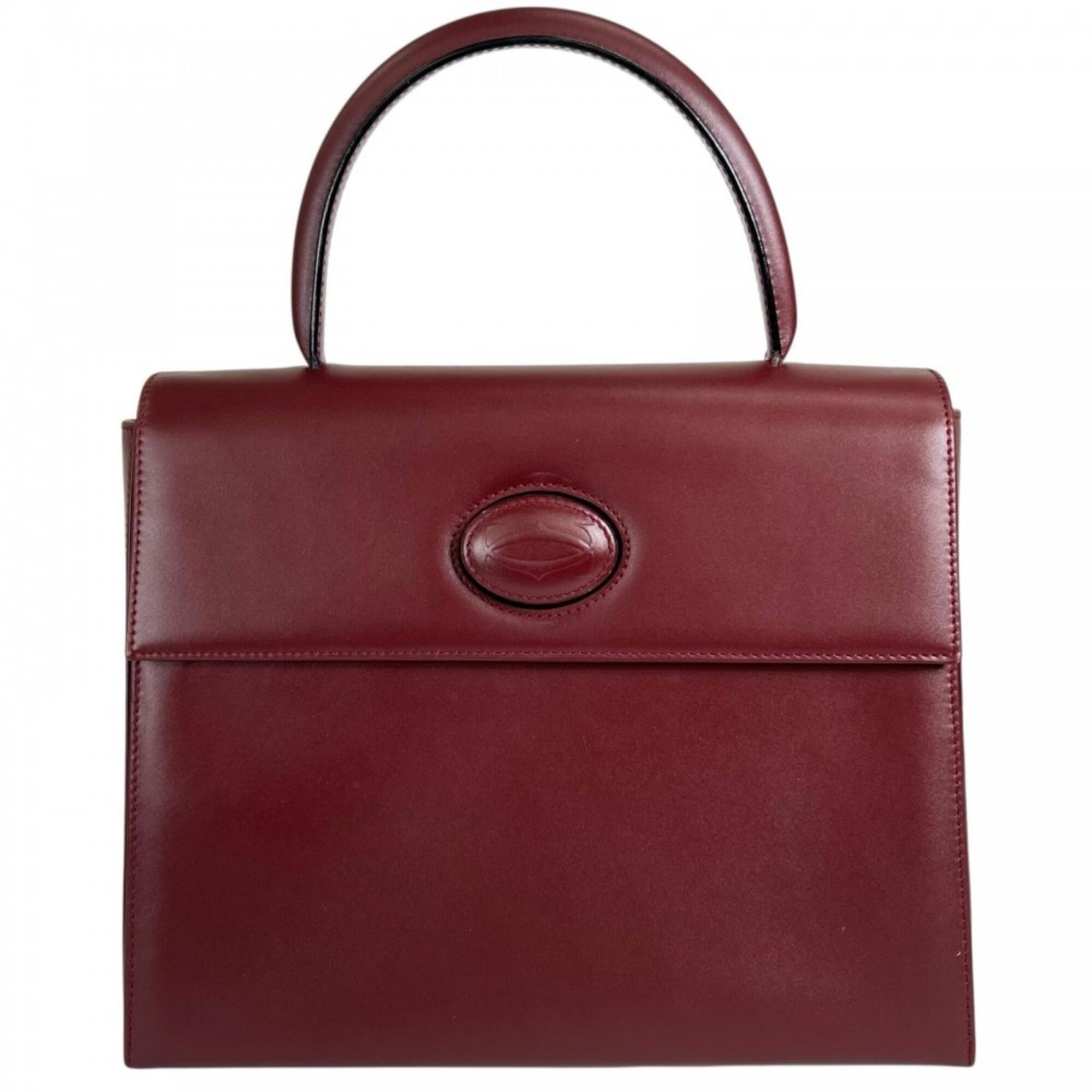 Cartier Bordeaux Leather Handbag (Pre-Owned)