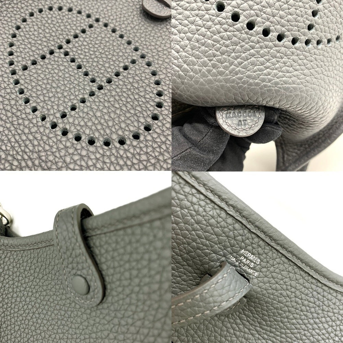Hermes Evelyne Gray Taurillon Clemence Leather Shoulder Bag (Pre-Owned)