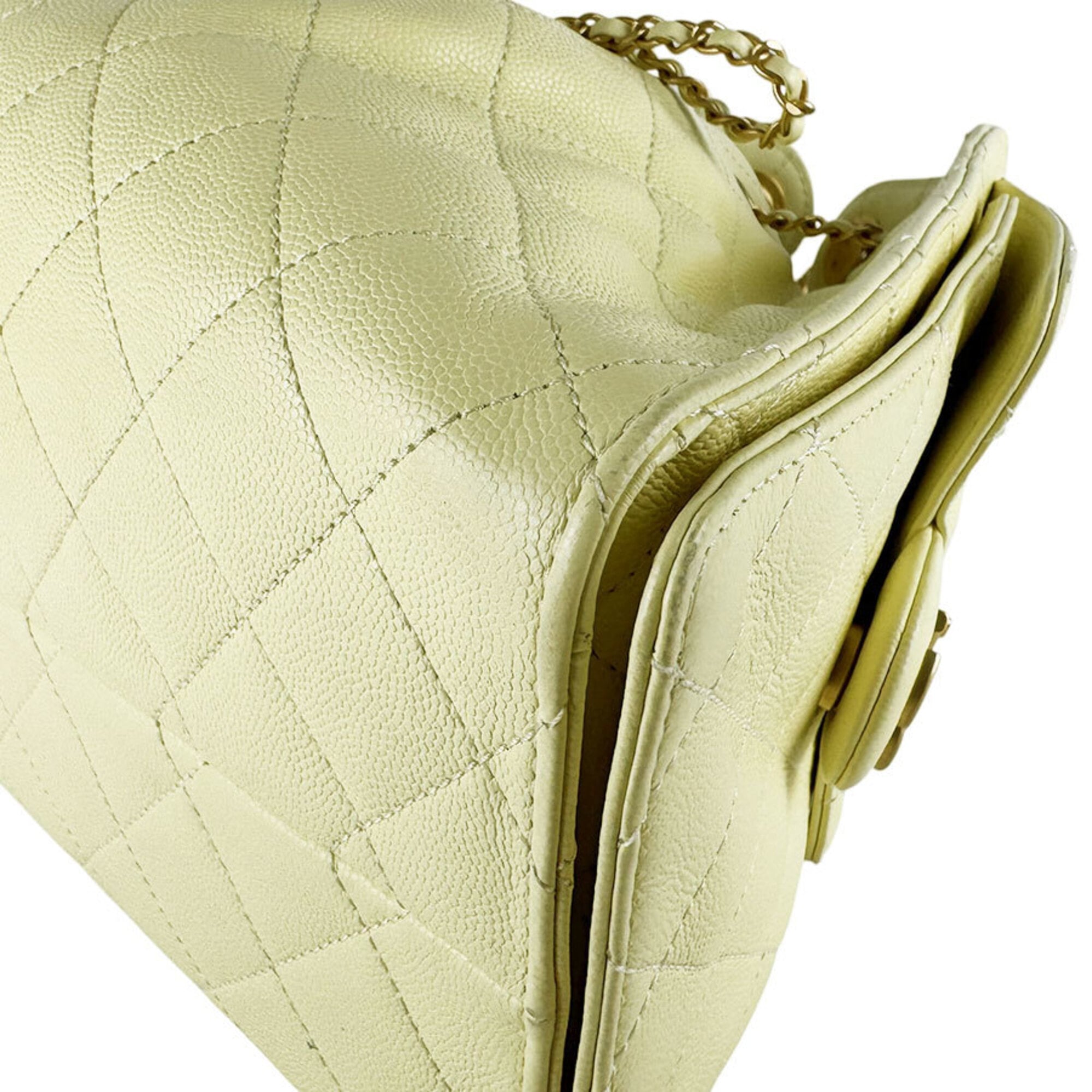 Chanel Yellow Grained Calfskin Shoulder Bag (Pre-Owned)