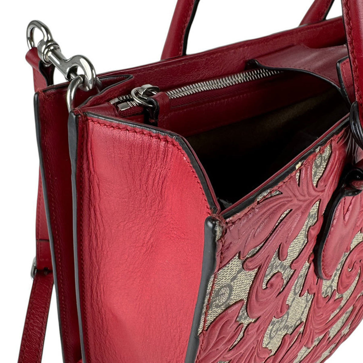 Gucci Brown Red Color Gg Supreme Handbag Shoulder Bag (Pre-Owned)