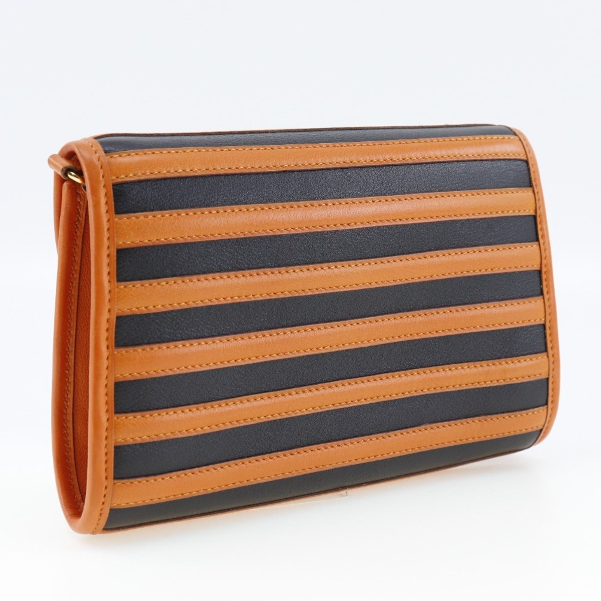 Hermes Black Orange Leather Shoulder Bag (Pre-Owned)