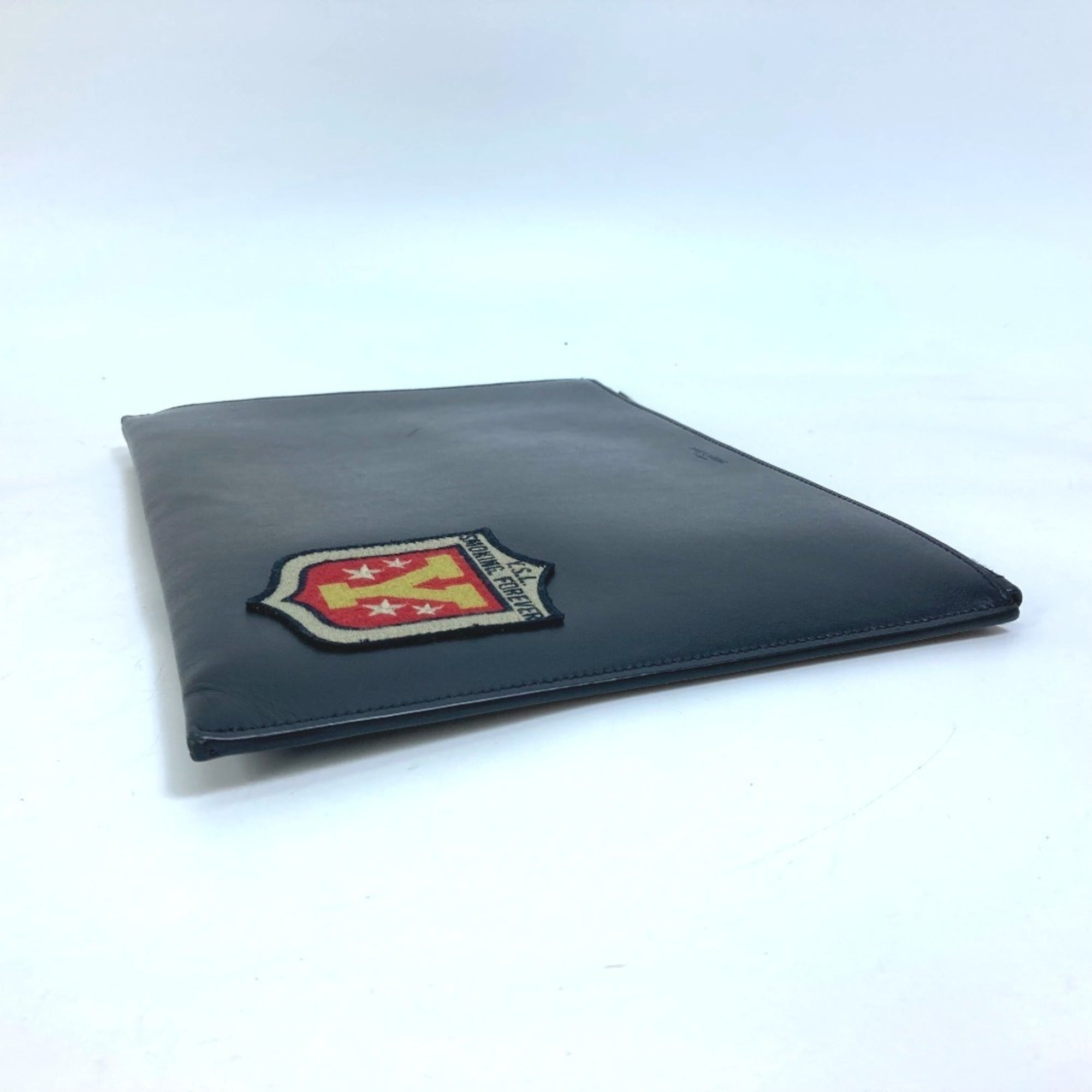 Yves Saint Laurent Black Leather Clutch Bag Pouch (Pre-Owned)