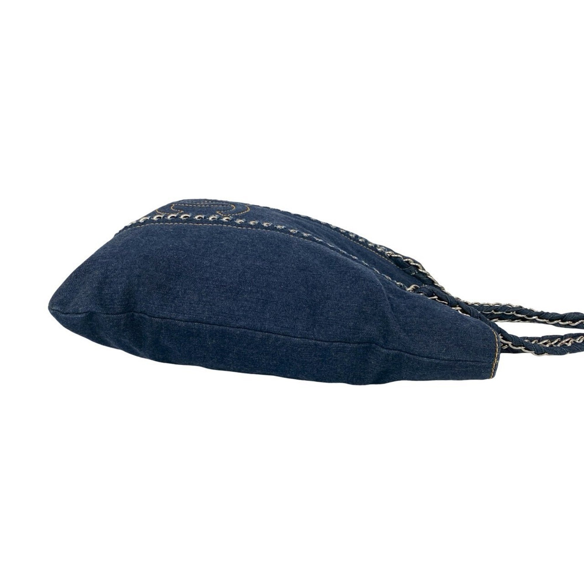 Chanel Denim Blue Denim Handbag Shoulder Bag Tote Bag (Pre-Owned)