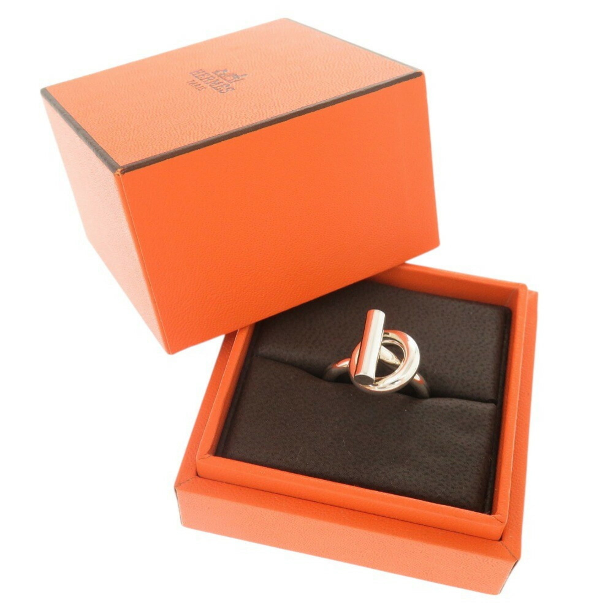 Hermes Silver Silver 925 Band Ring (Pre-Owned)