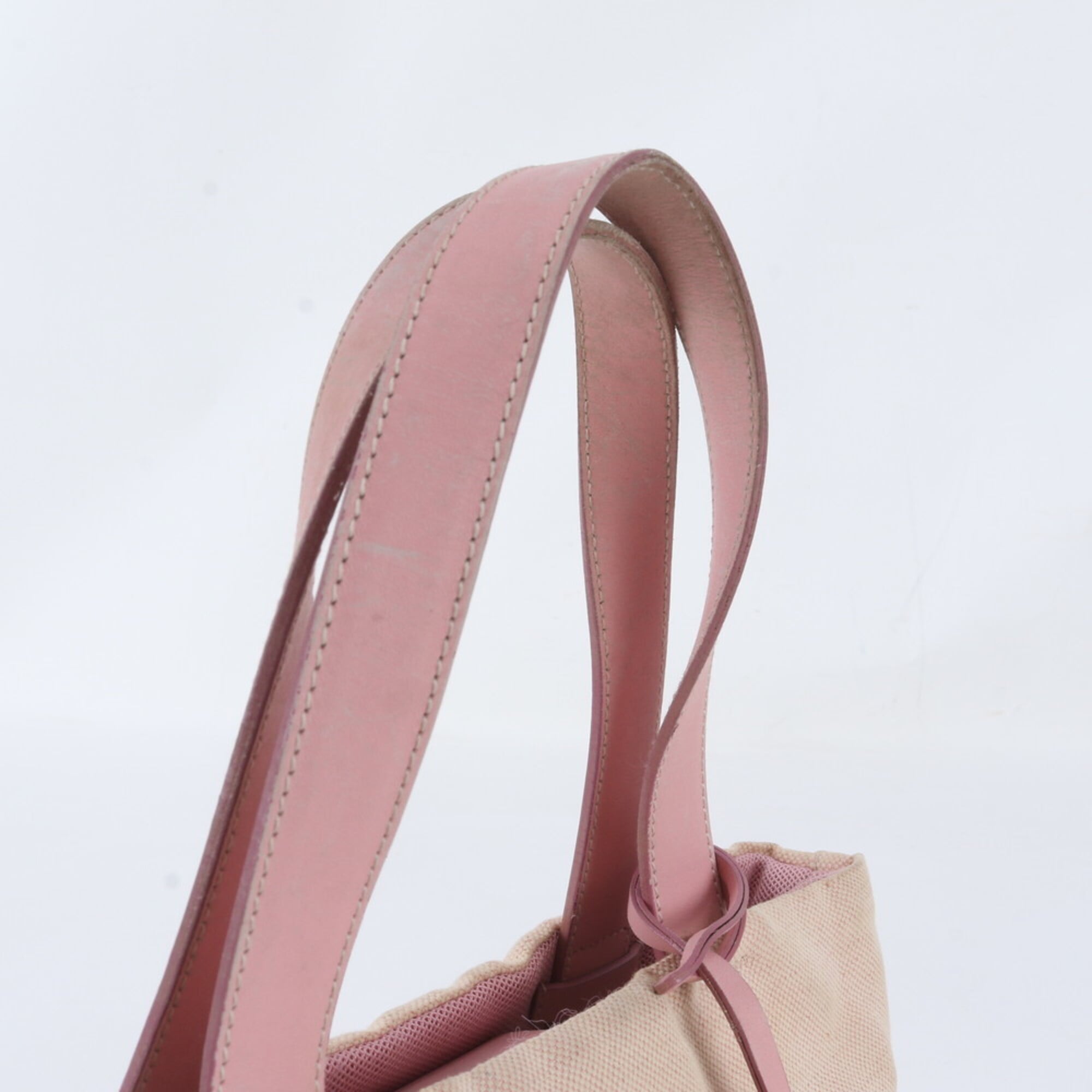 Prada Pink Leather Canvas Handbag Tote Bag (Pre-Owned)