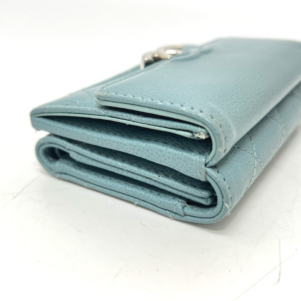 Chanel Light Blue Leather Wallet (Tri-Fold) (Pre-Owned)