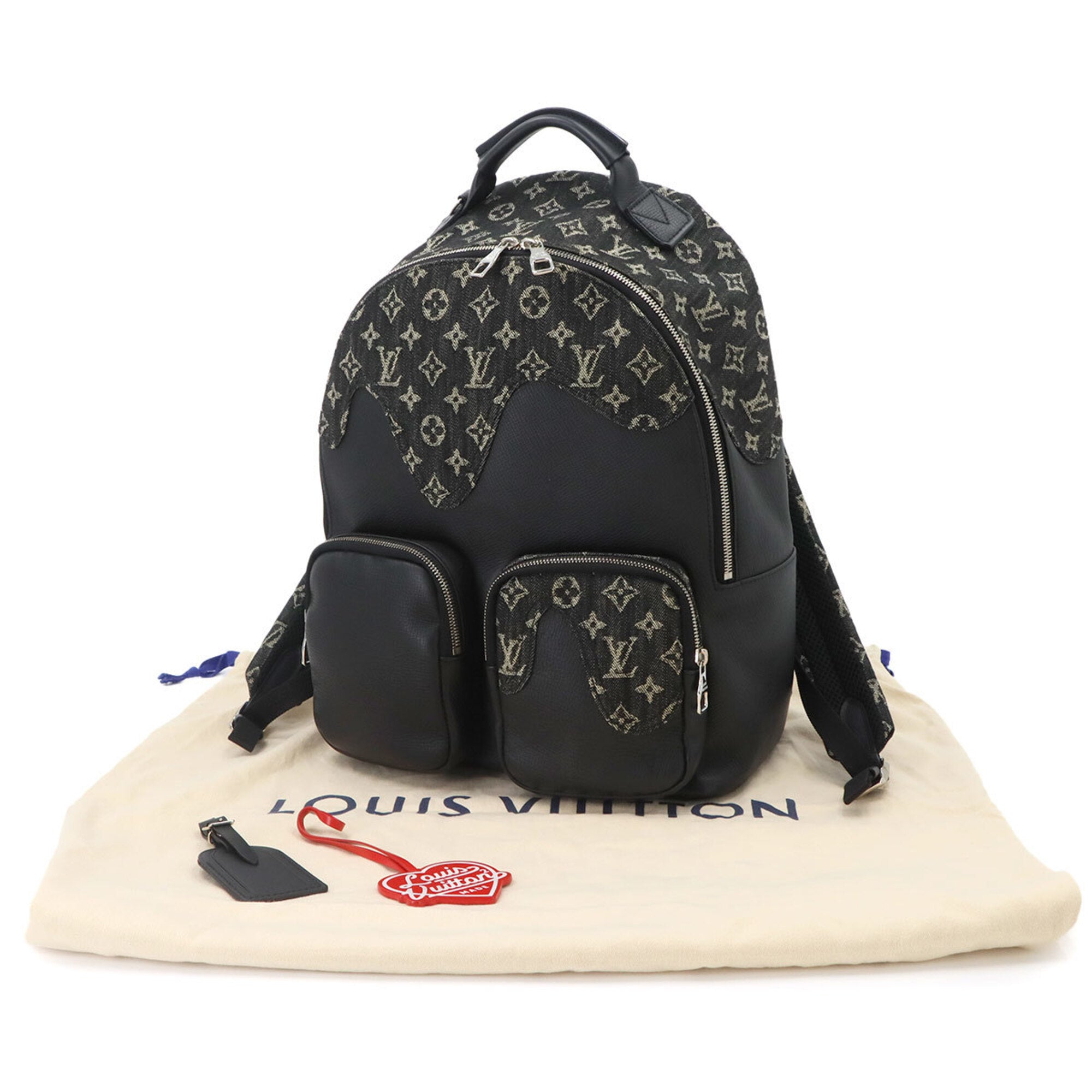 Louis Vuitton Monogram Denim Noir Monogram Denim Leather Backpack (Pre-Owned)