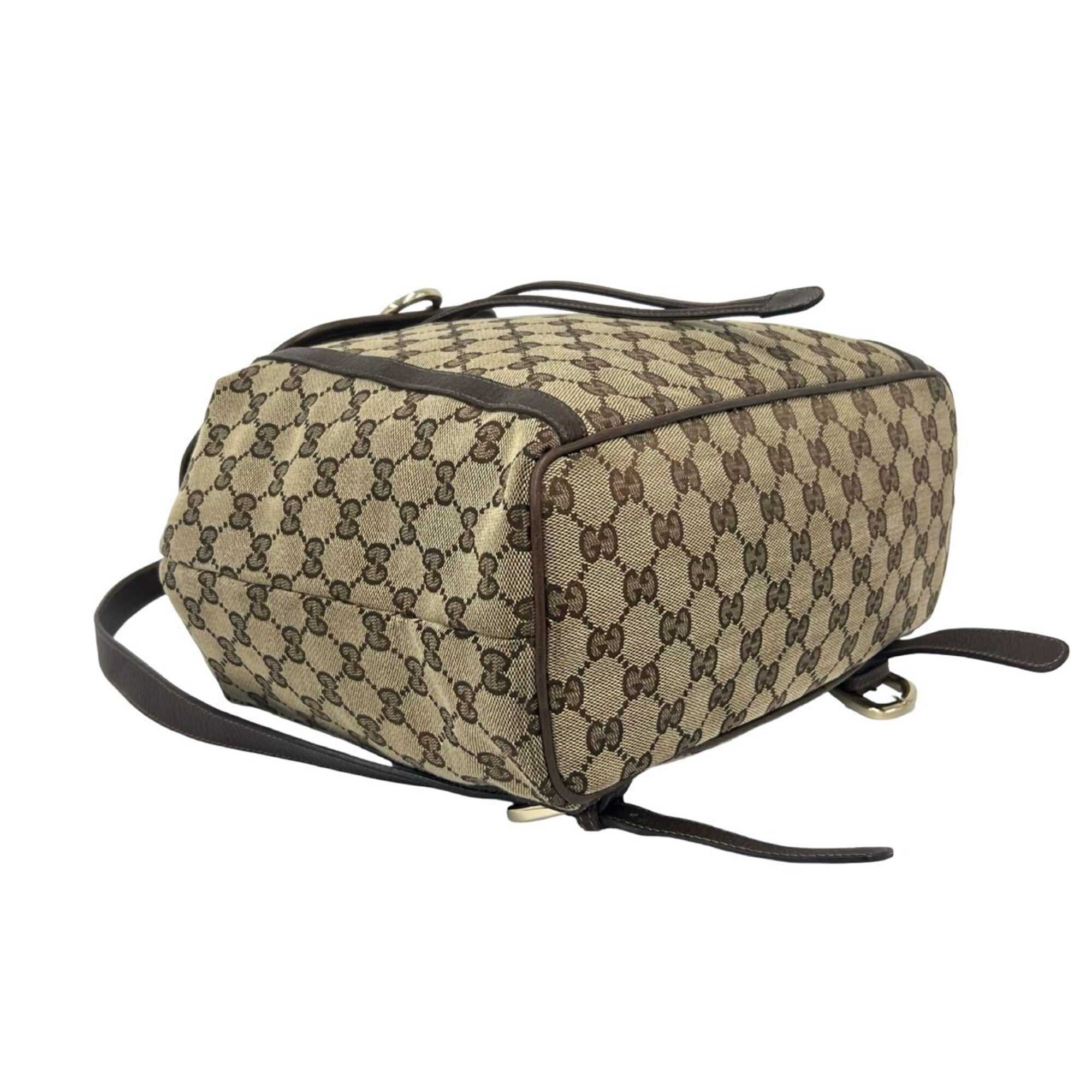 Gucci Brown Canvas Leather Backpack (Pre-Owned)