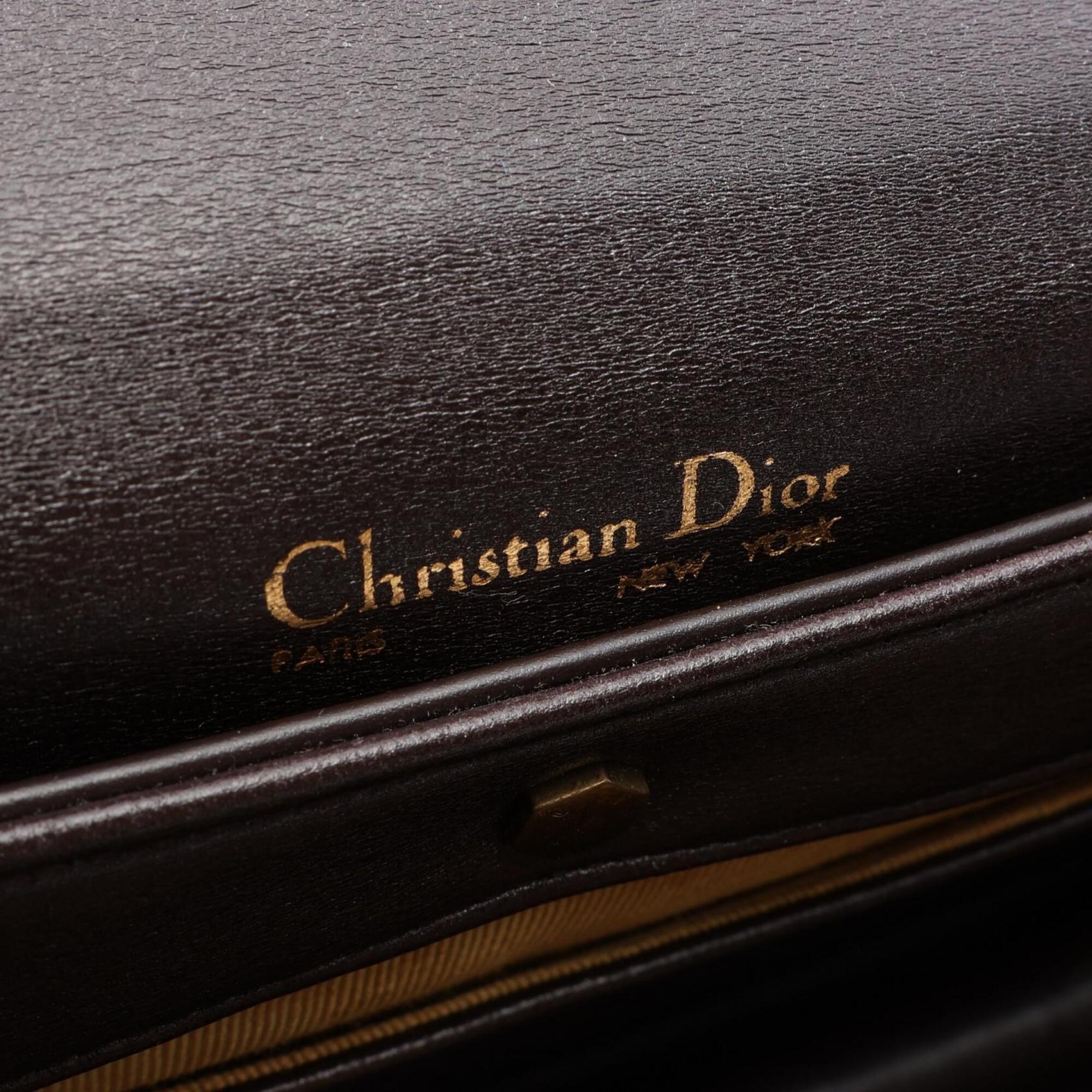 Christian Dior Brown Leather Handbag Pouch Shoulder Bag (Pre-Owned)
