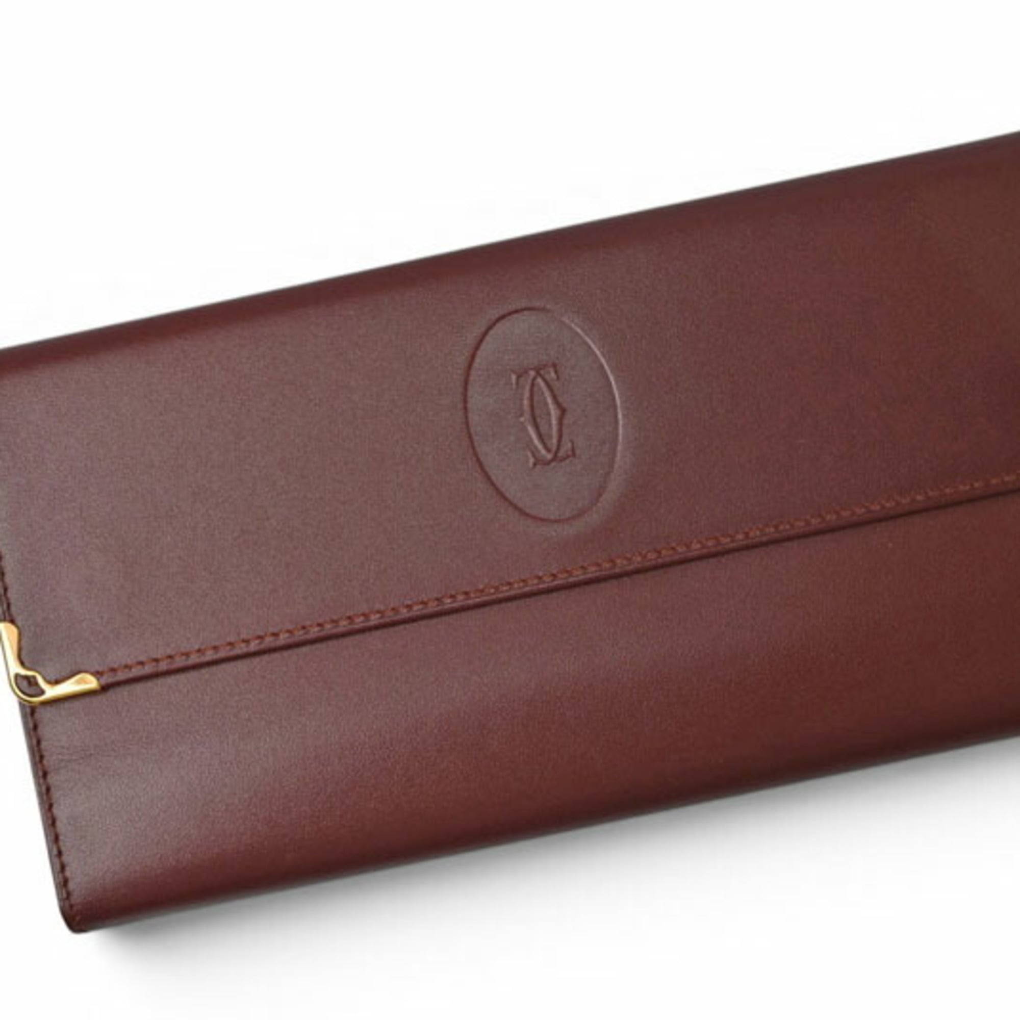 Cartier Must Bordeaux Leather Long Wallet (Bi-Fold) (Pre-Owned)