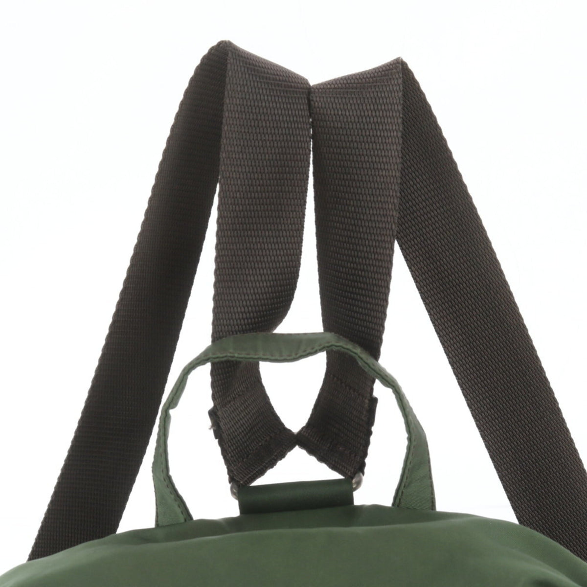 Prada Green Leather Nylon Backpack (Pre-Owned)