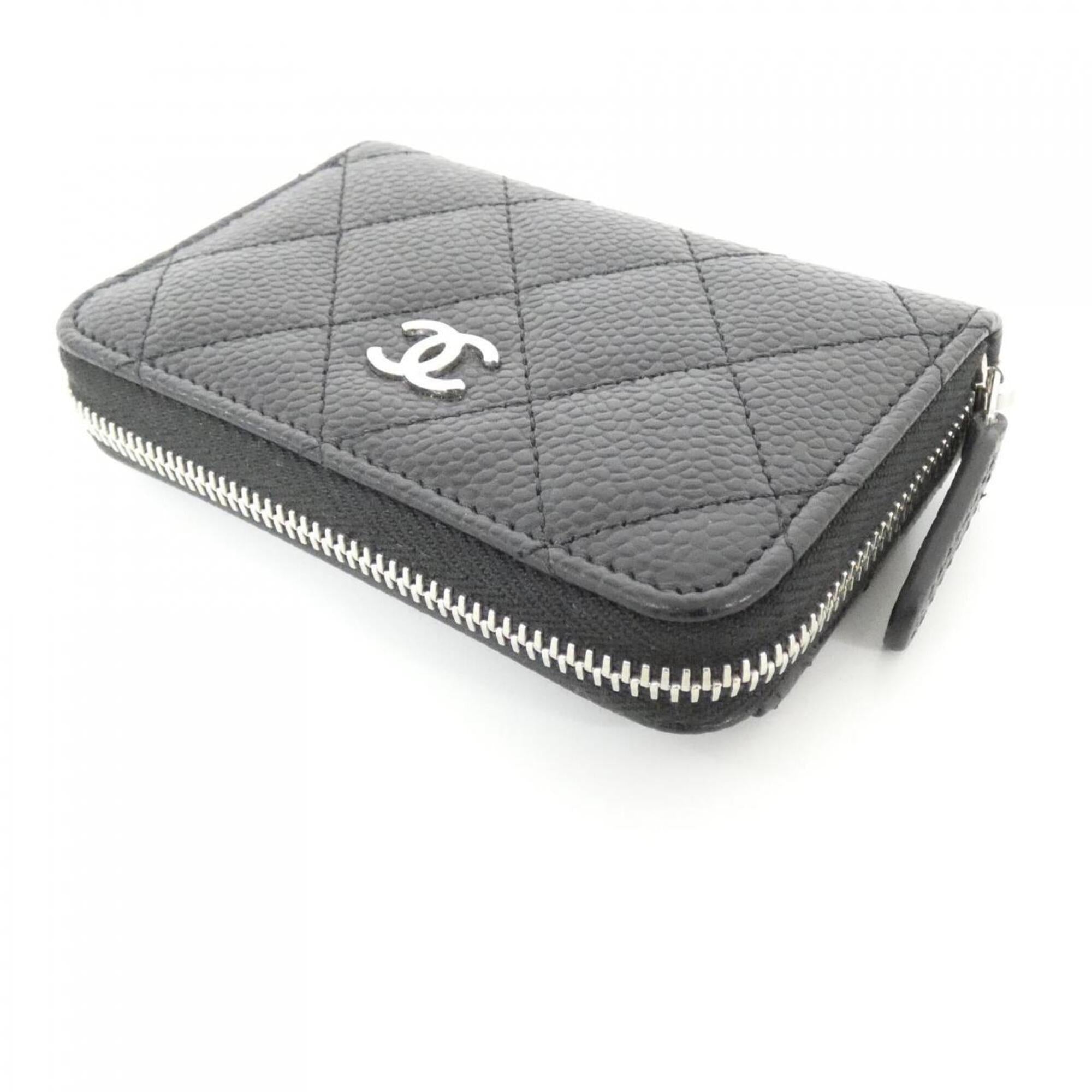 Chanel Black Grained Calfskin Coin Purse/Coin Case (Pre-Owned)