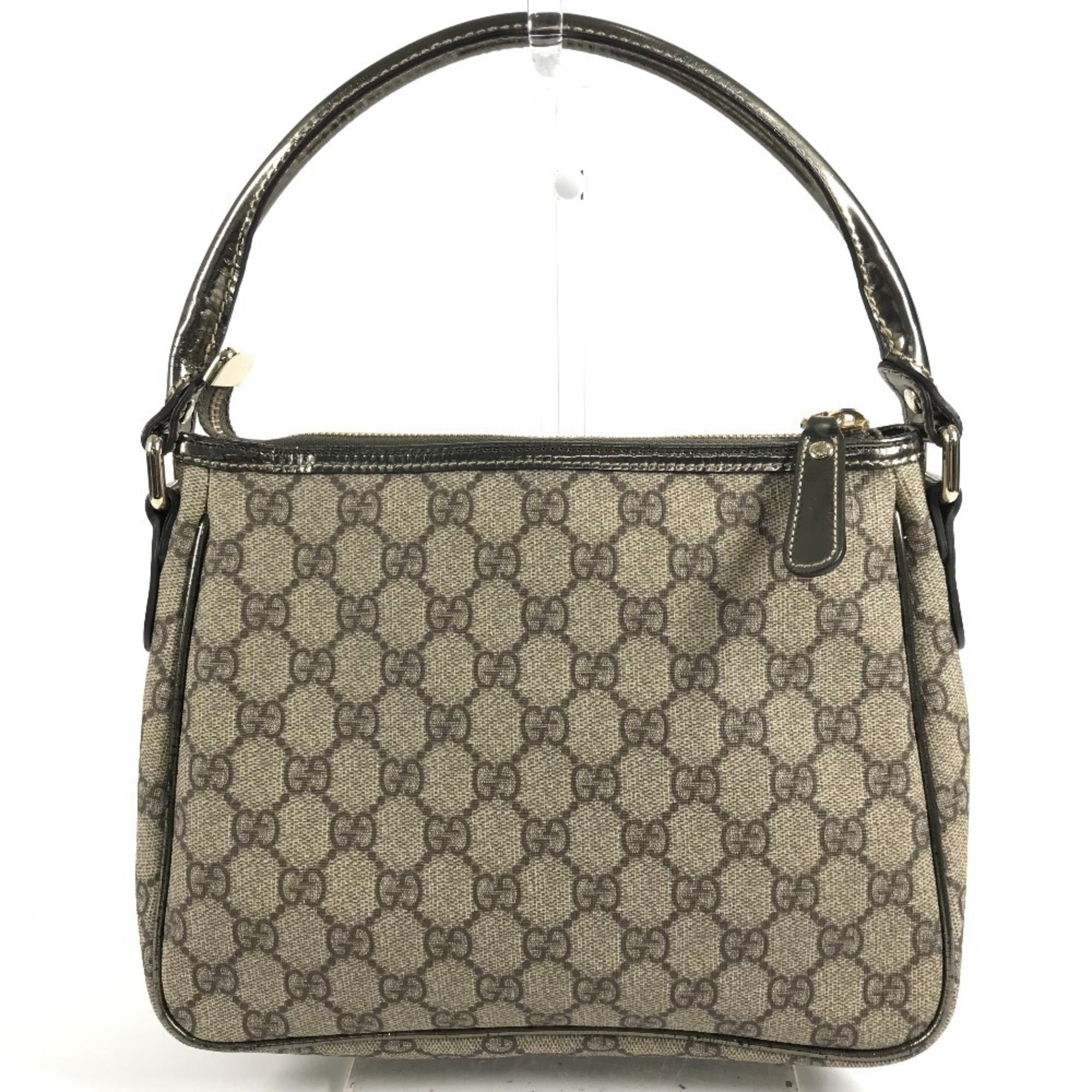 Gucci Beige Metallic Gg Supreme Leather Handbag Shoulder Bag (Pre-Owned)