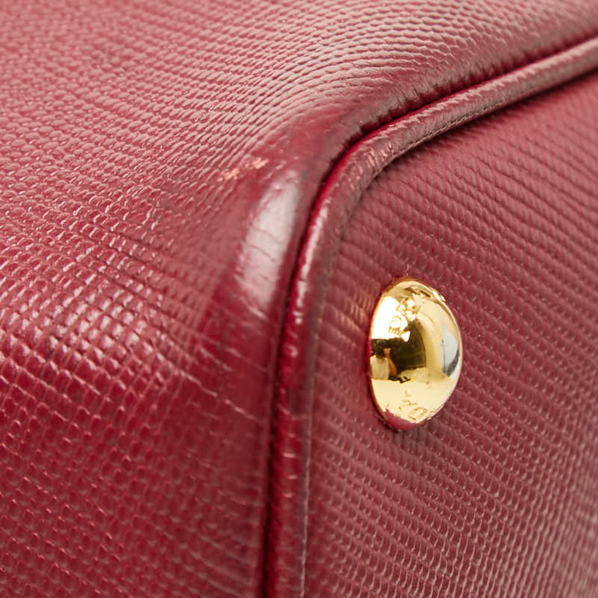 Prada Red Color Wine Leather Handbag Tote Bag (Pre-Owned)