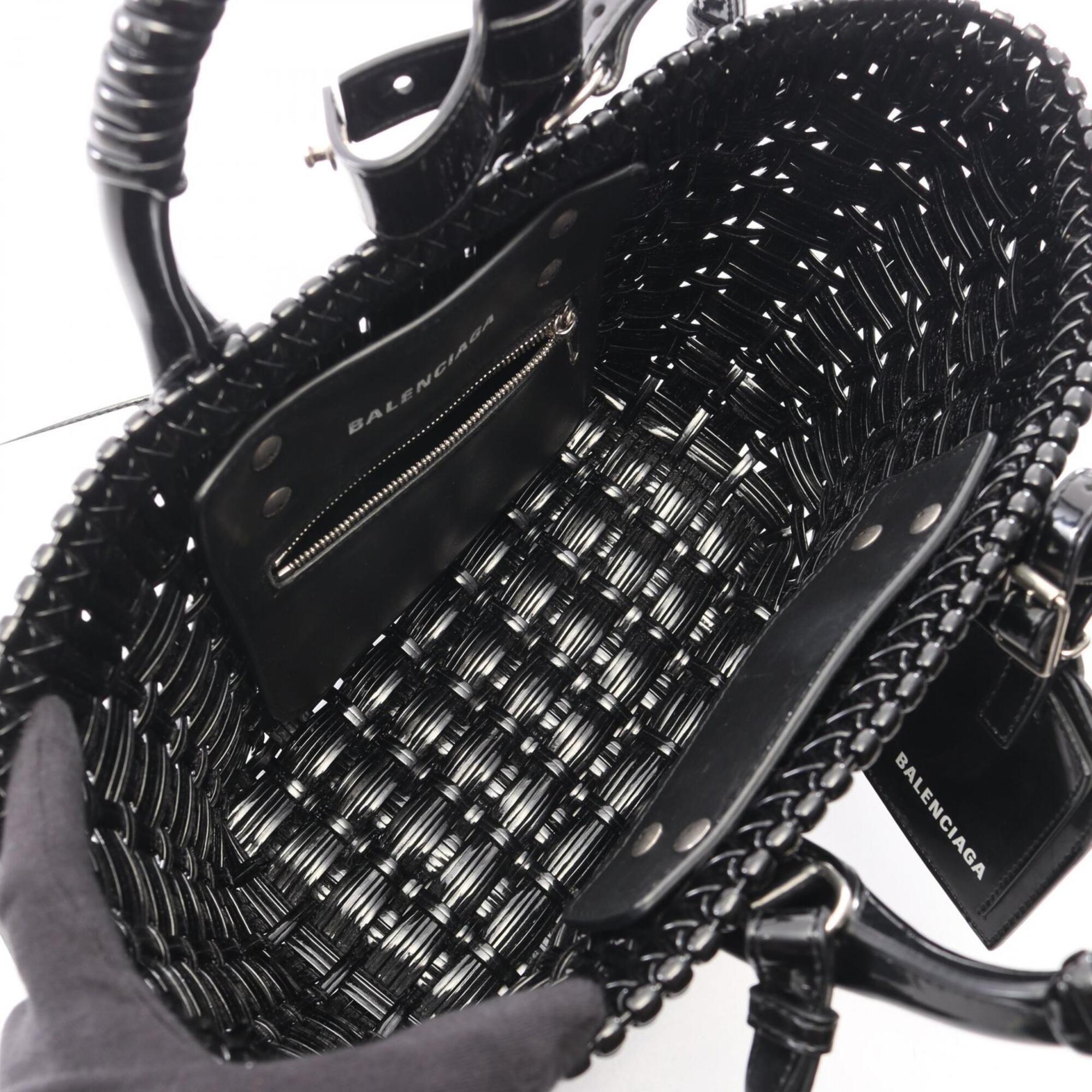 Balenciaga Black Leather Basket Tote Bag (Pre-Owned)