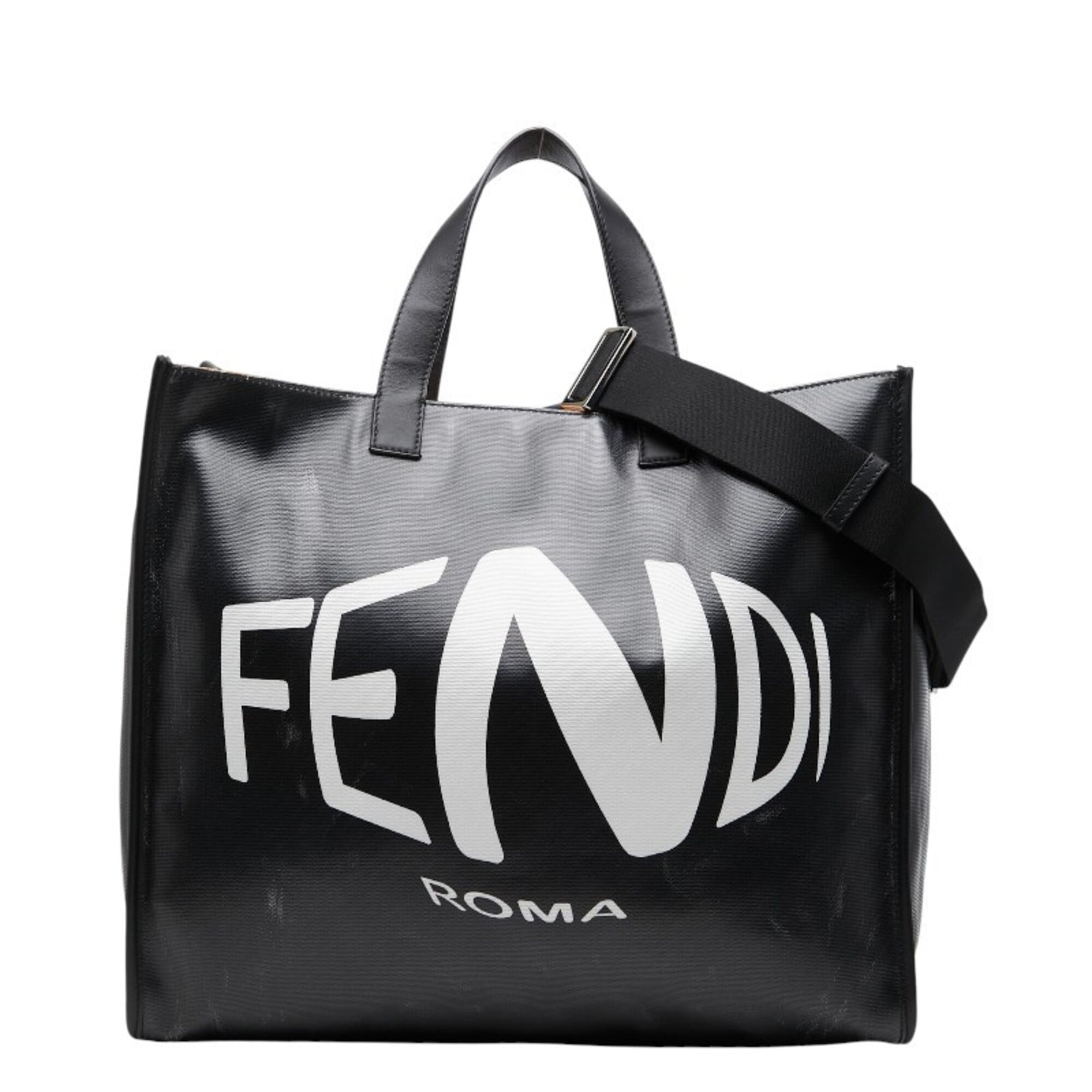 Fendi Black White Pvc Shoulder Bag Tote Bag (Pre-Owned)
