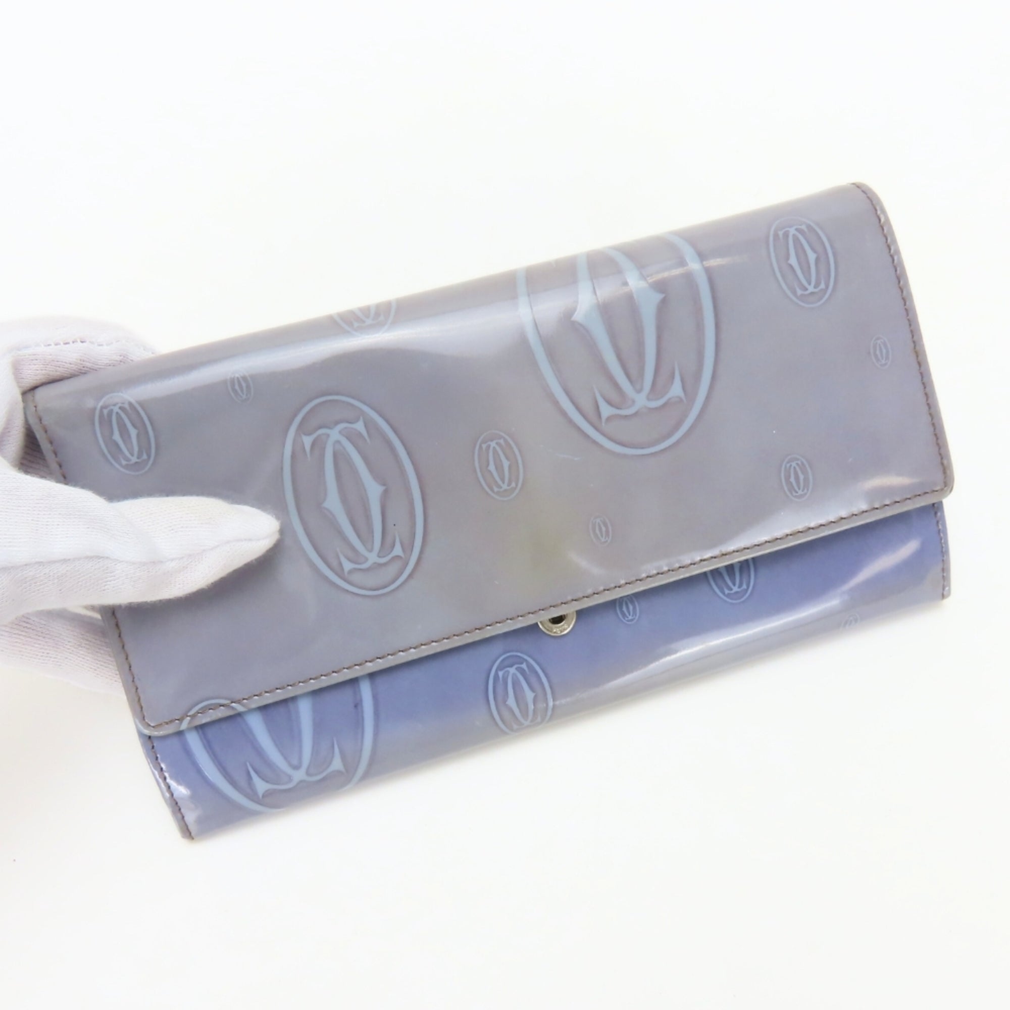Cartier Purple Leather Long Wallet (Bi-Fold) (Pre-Owned)