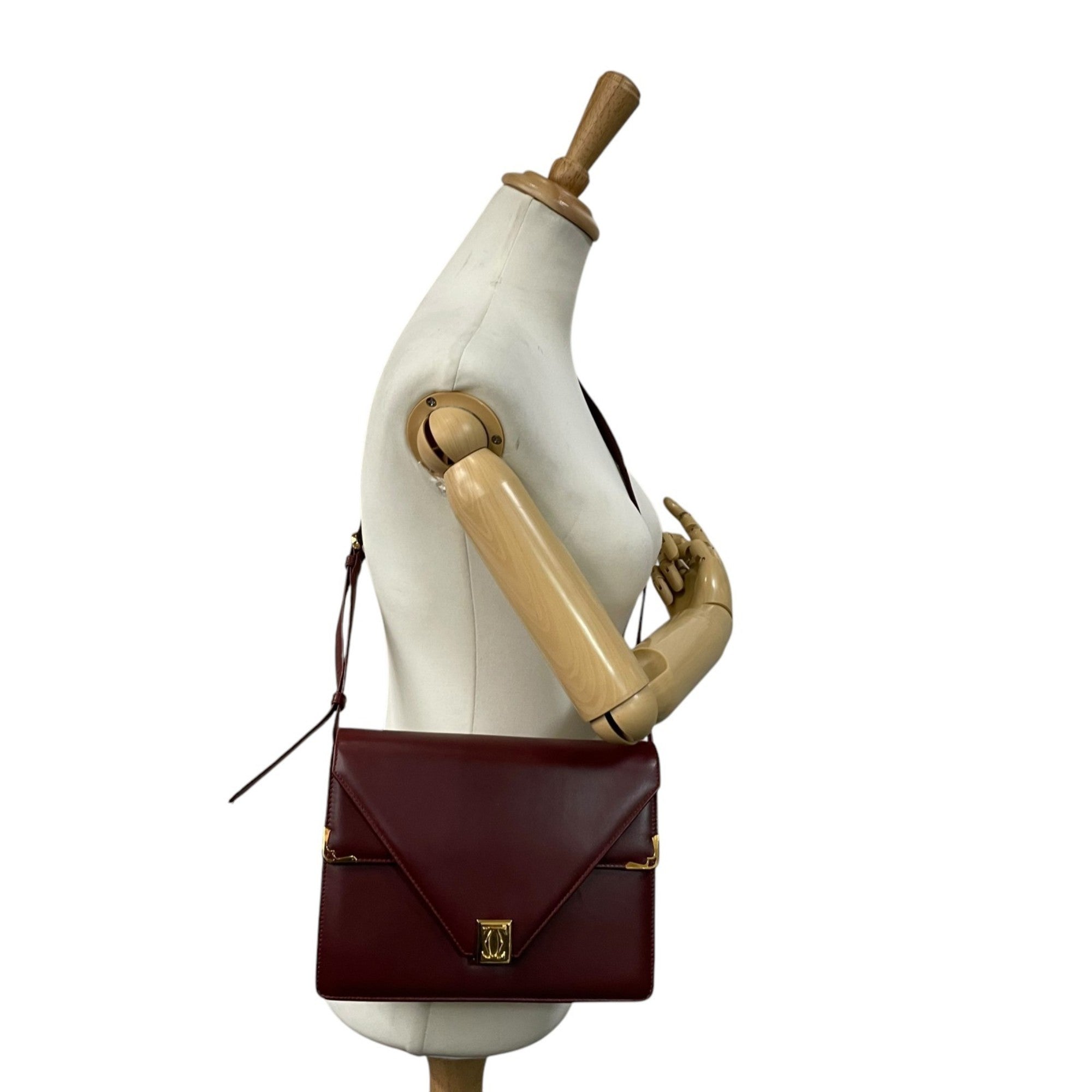Cartier Bordeaux Wine Red Leather Shoulder Bag (Pre-Owned)