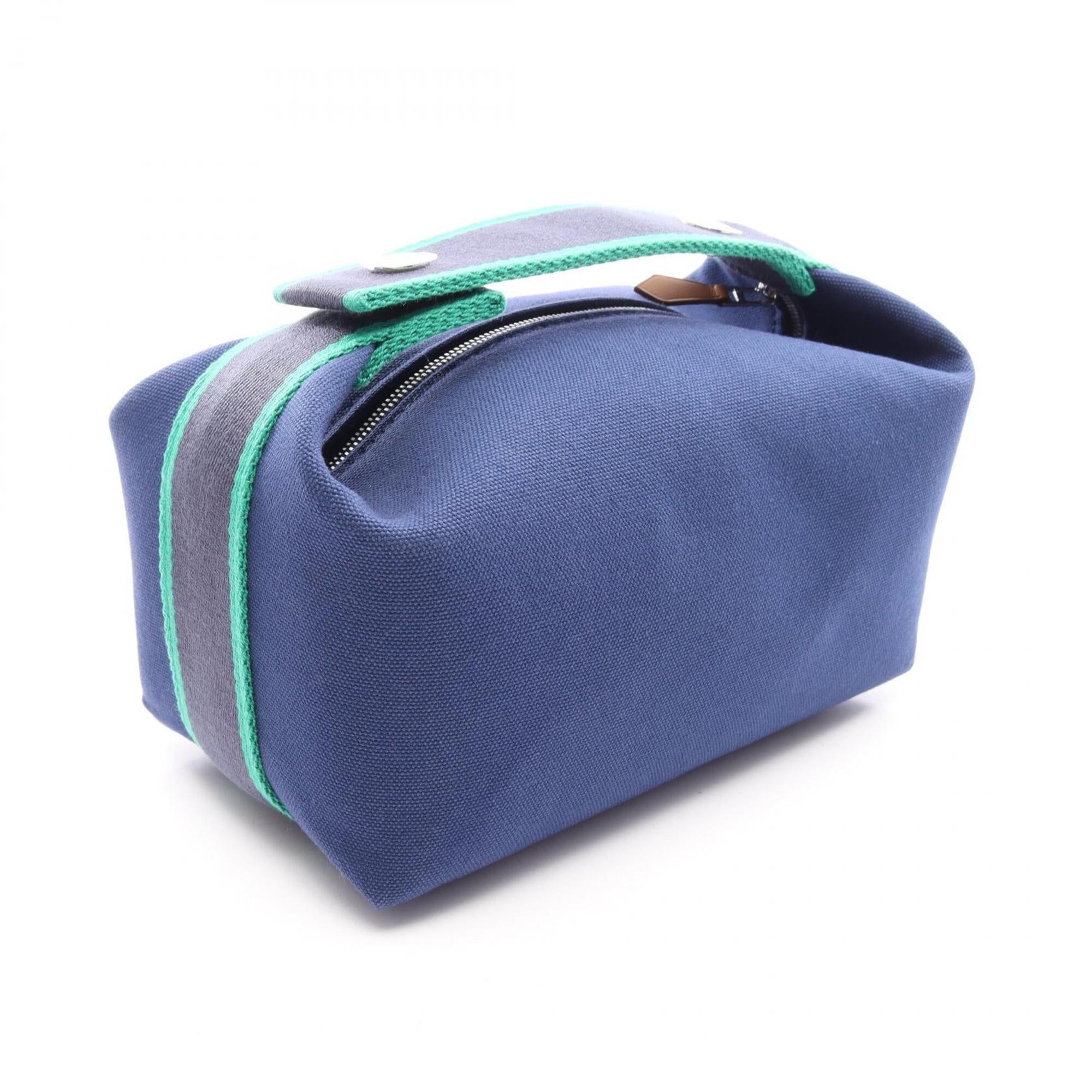 Hermes Blue Green Canvas Handbag (Pre-Owned)