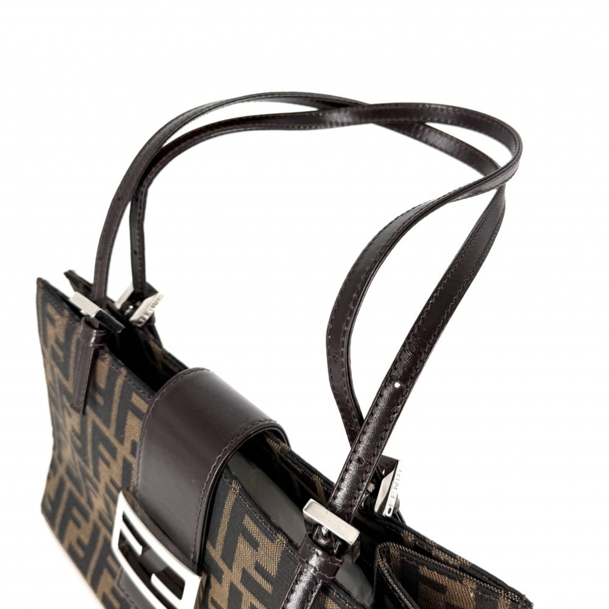 Fendi Brown Canvas Leather Handbag Tote Bag (Pre-Owned)