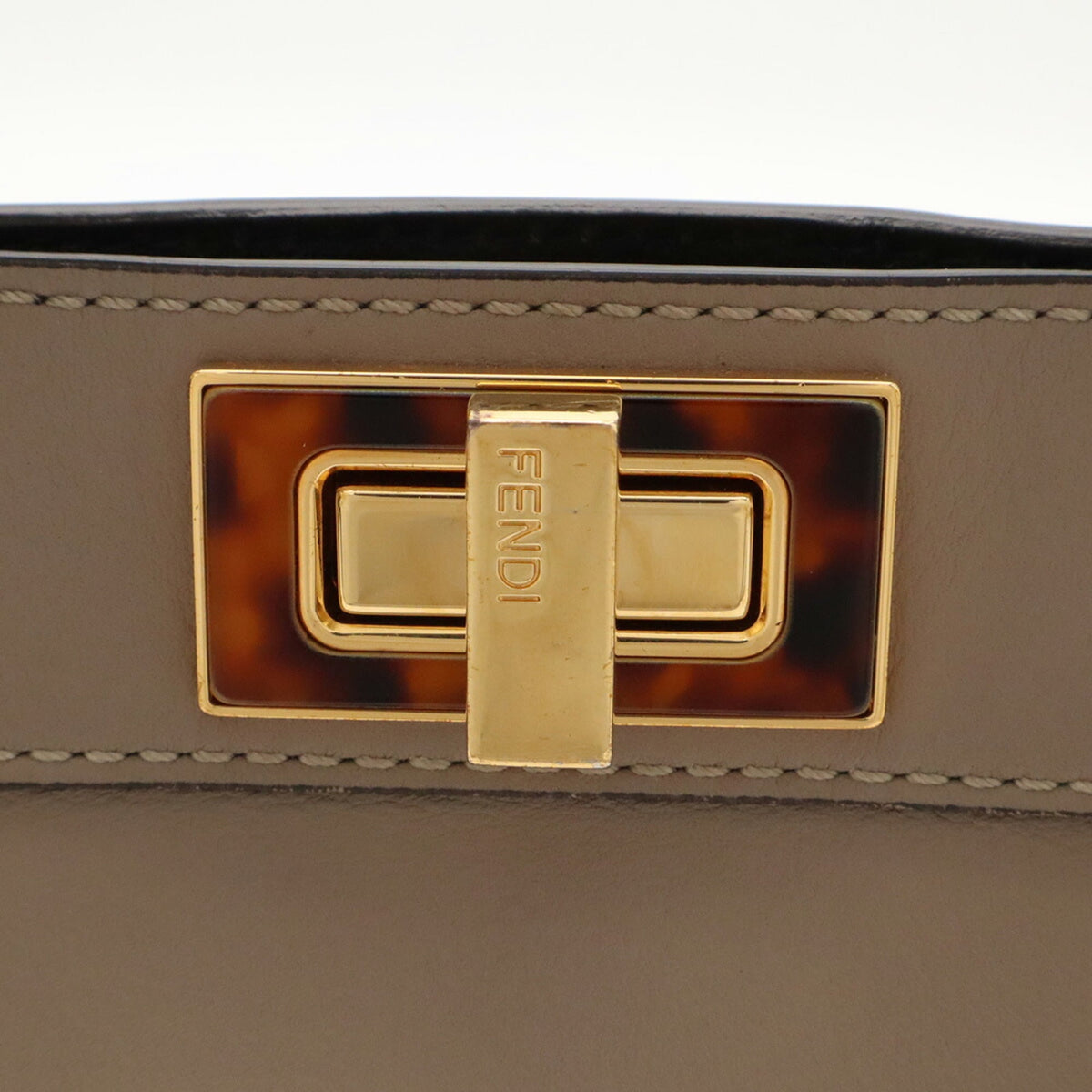 Fendi Gray Leather Handbag Shoulder Bag (Pre-Owned)