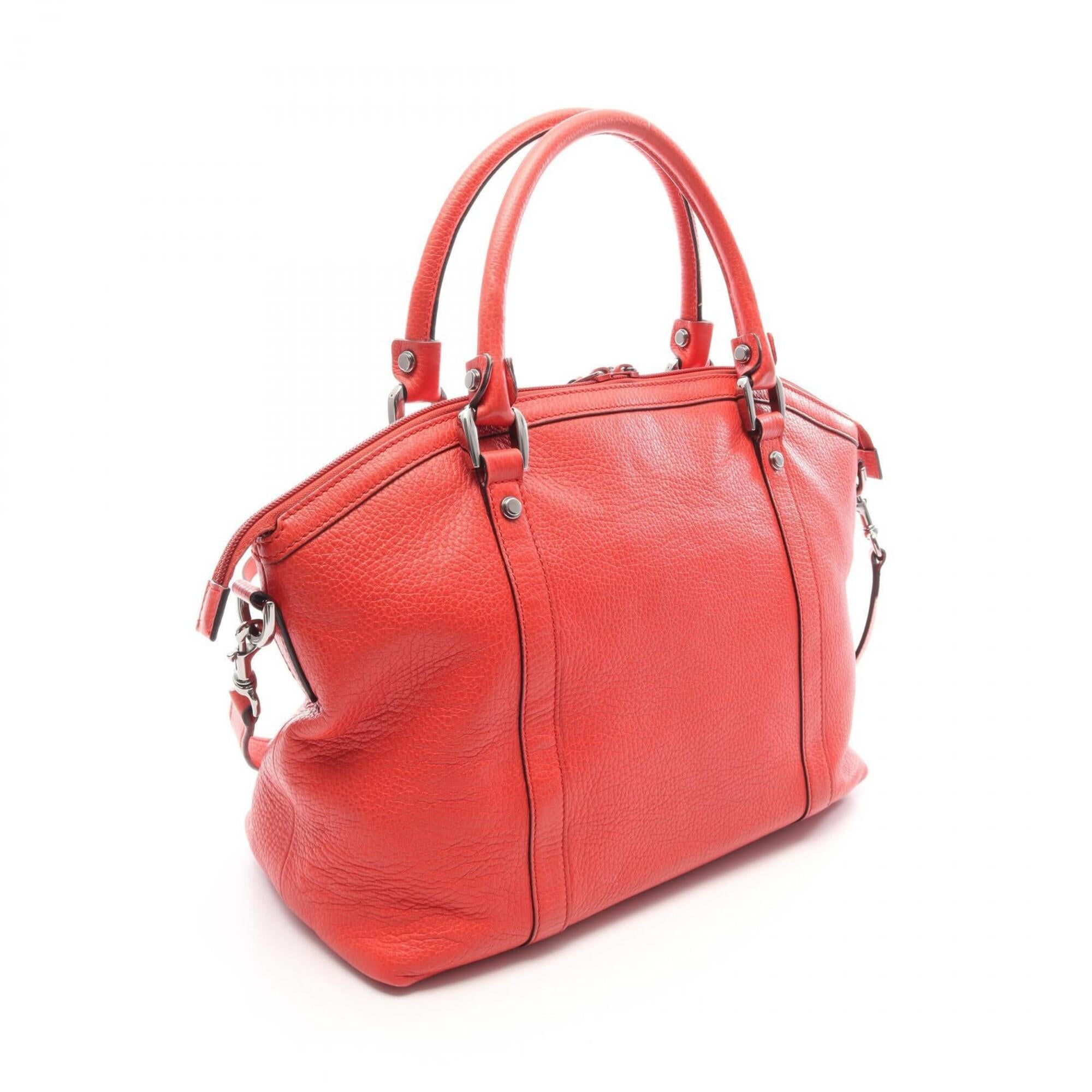 Gucci Red Color Leather Handbag Tote Bag (Pre-Owned)