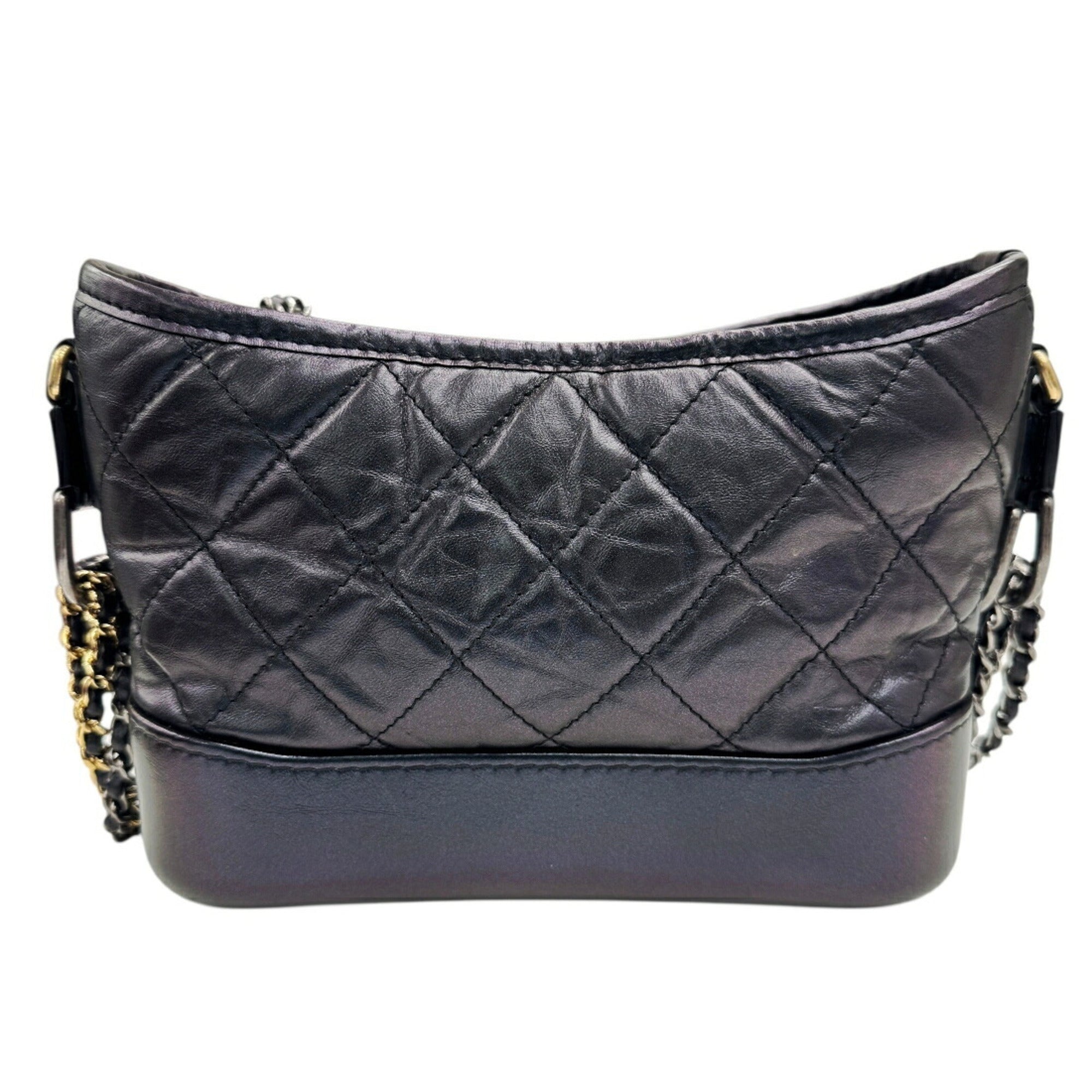 Chanel Metallic Black Leather Shoulder Bag (Pre-Owned)