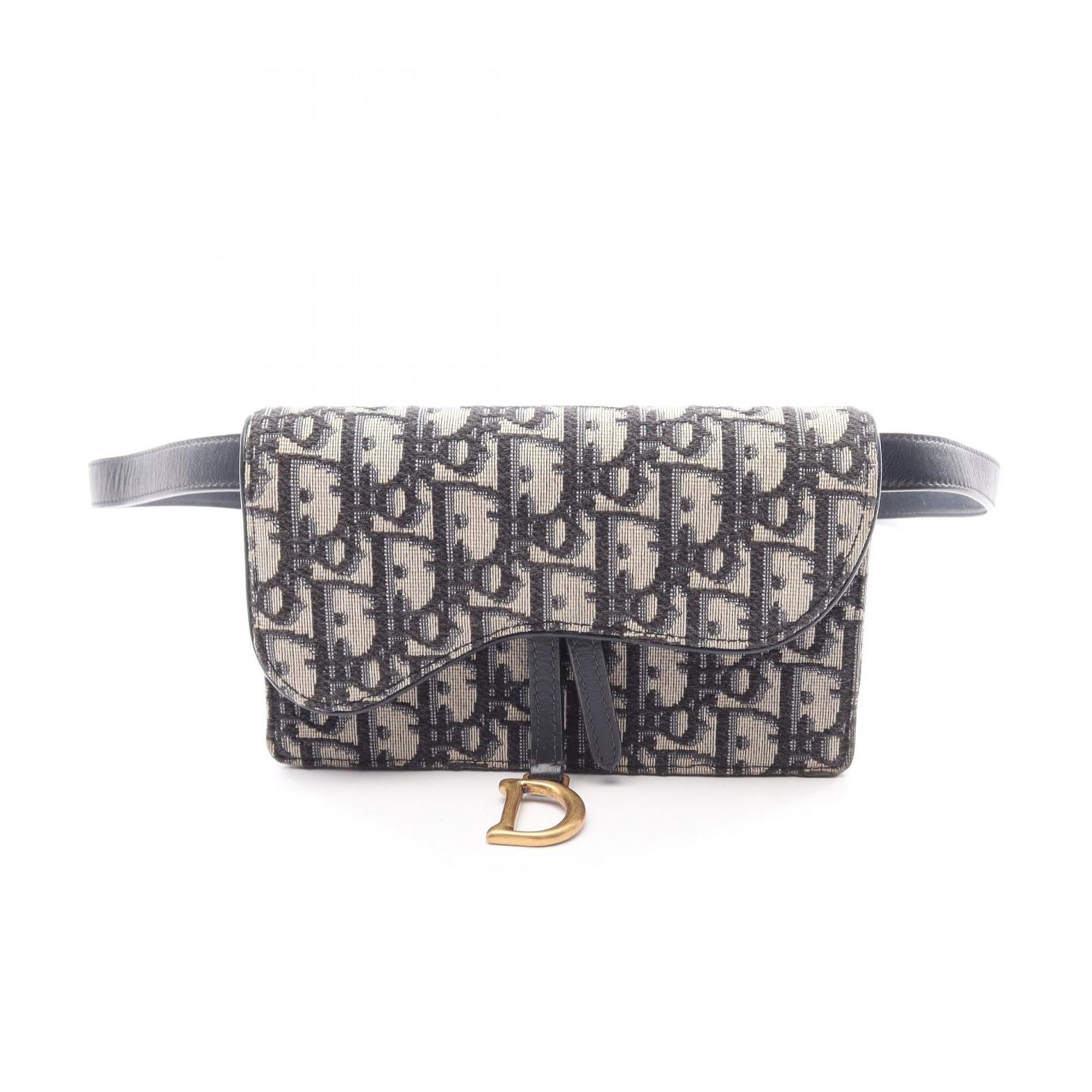 Christian Dior Ivory Navy Canvas Leather Fanny Pack Handbag Saddle Bag (Pre-Owned)